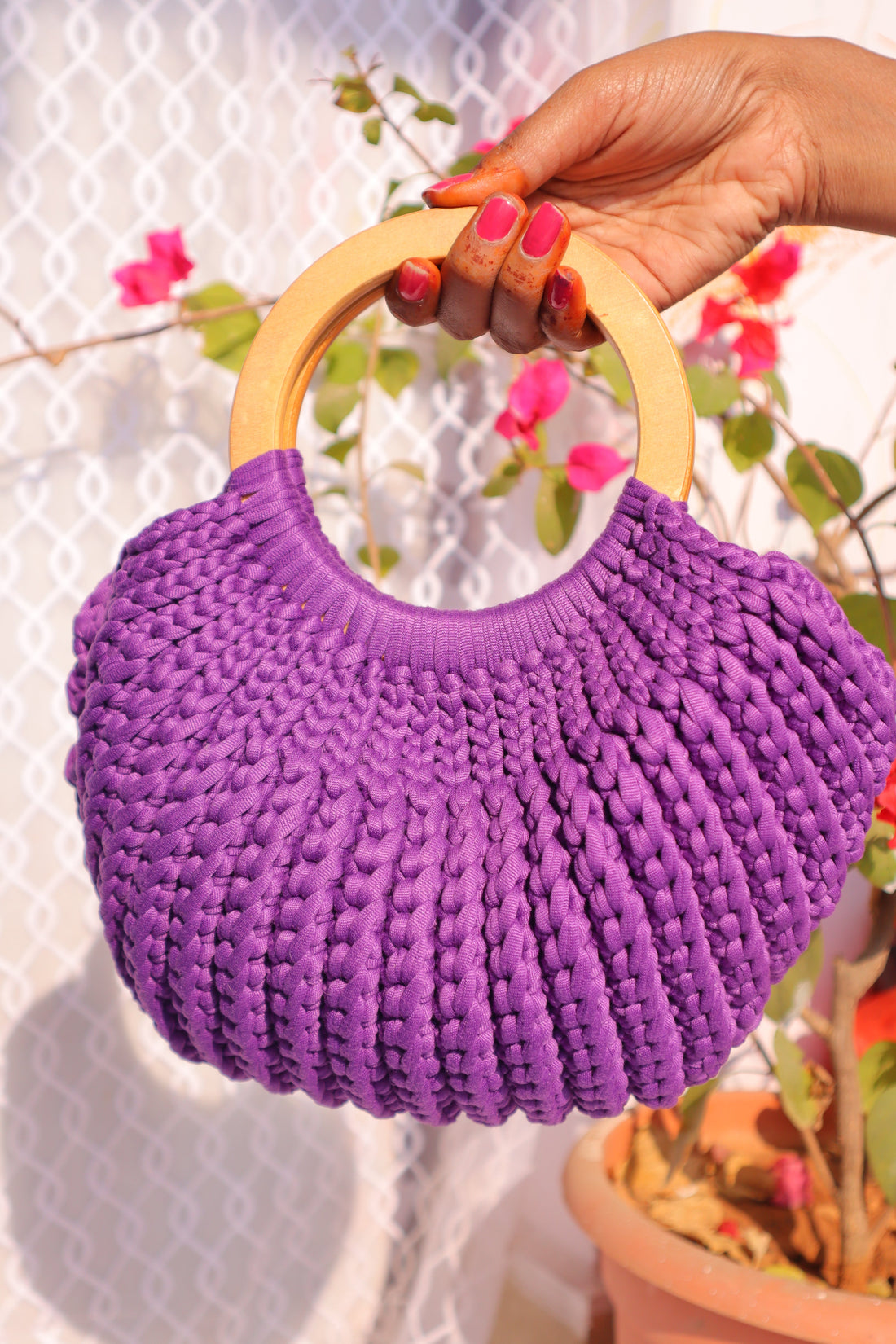 Royal Purple Crochet Ring Bag