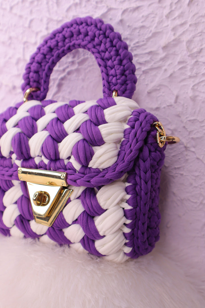 Lavender White Multicolor Crotchet Bag