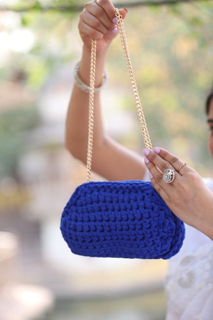 Handmade Royal Blue Crochet Bag