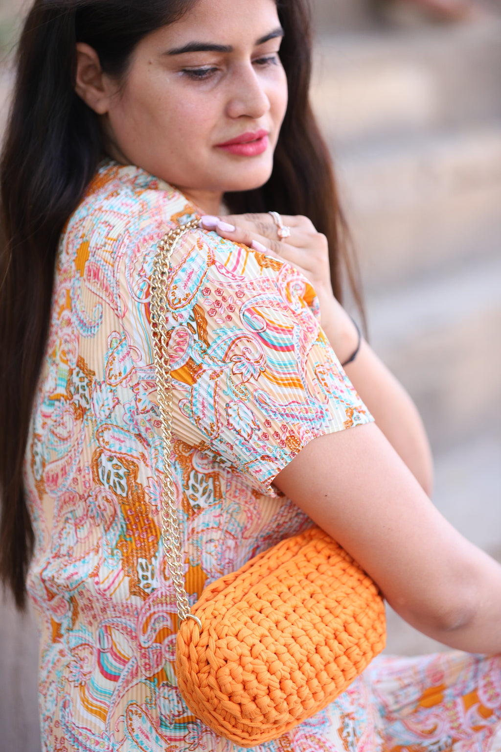 Handmade Orange Crochet Bag