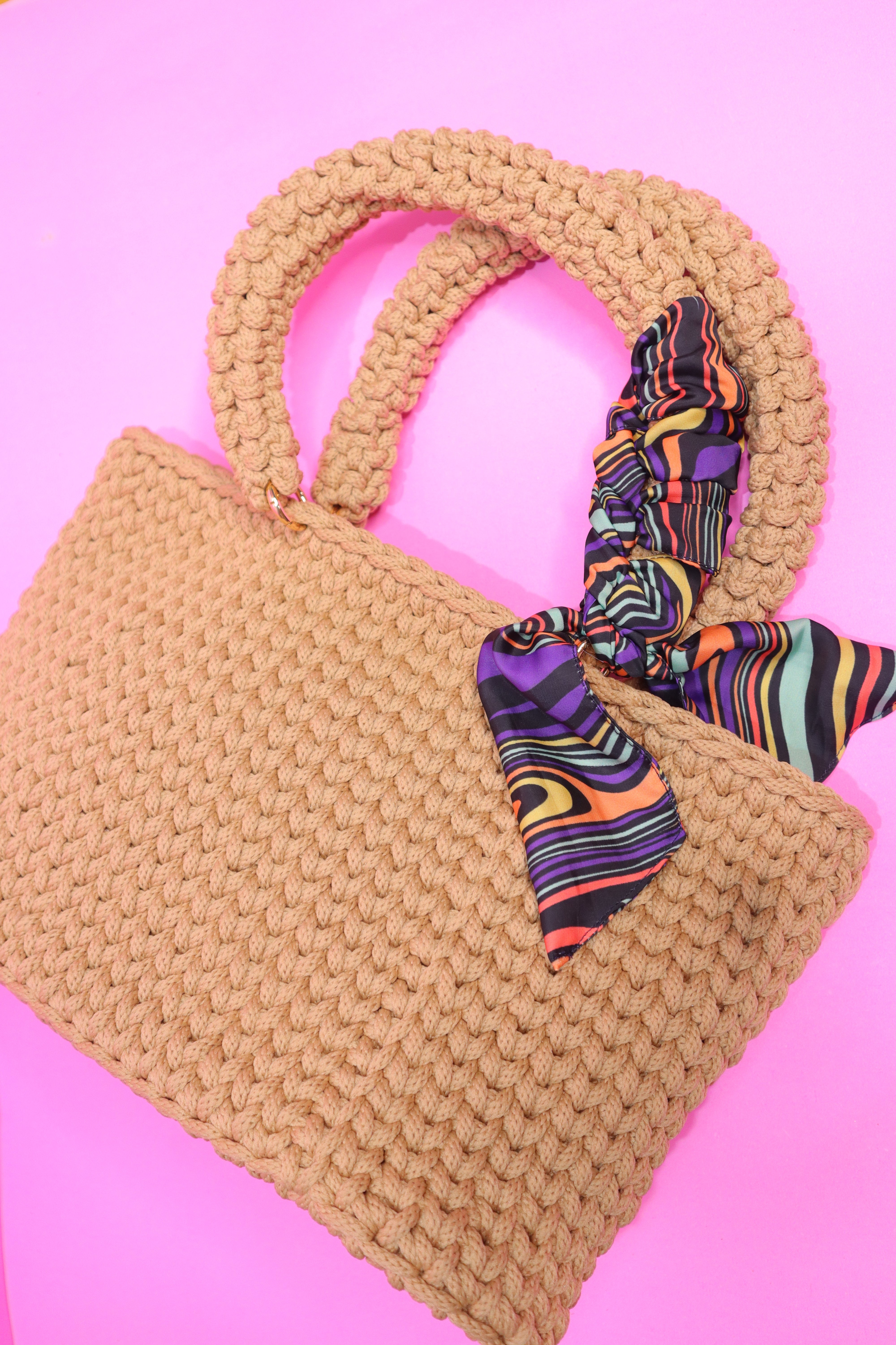 Handmade Beige Crotchet Tote