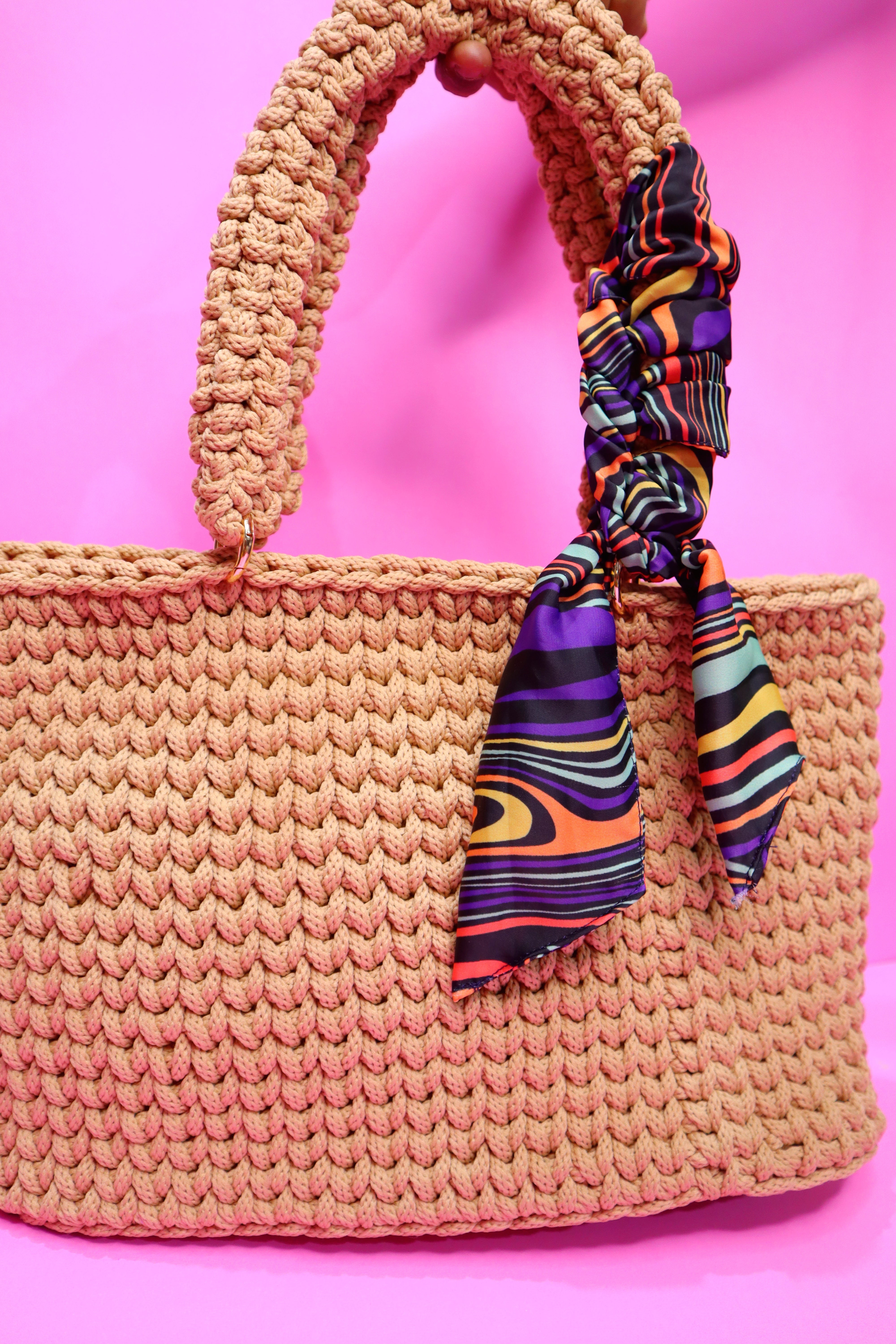 Handmade Beige Crotchet Tote