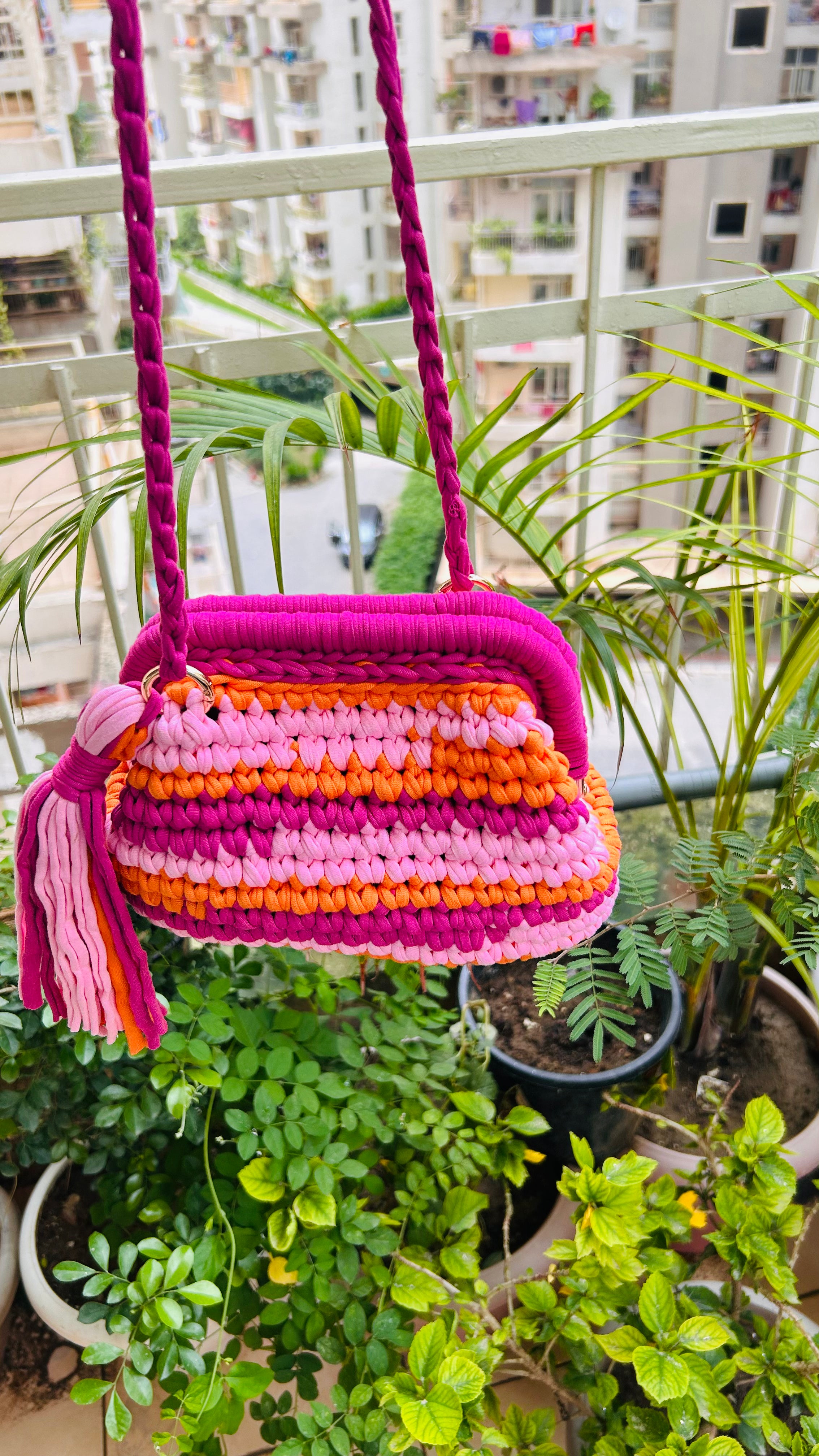 Shades of Pink & Orange Multicolor Clutch