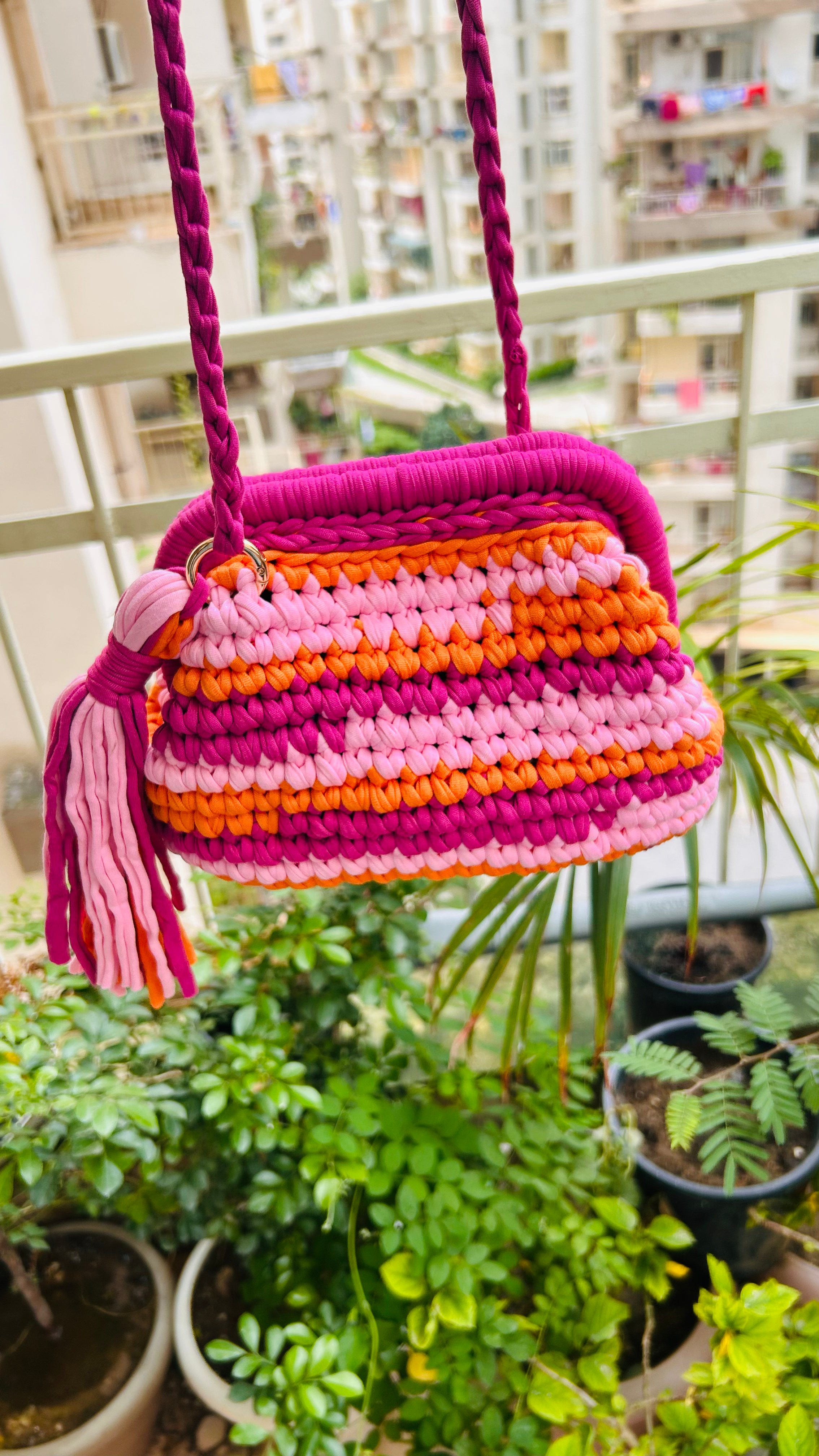 Shades of Pink & Orange Multicolor Clutch