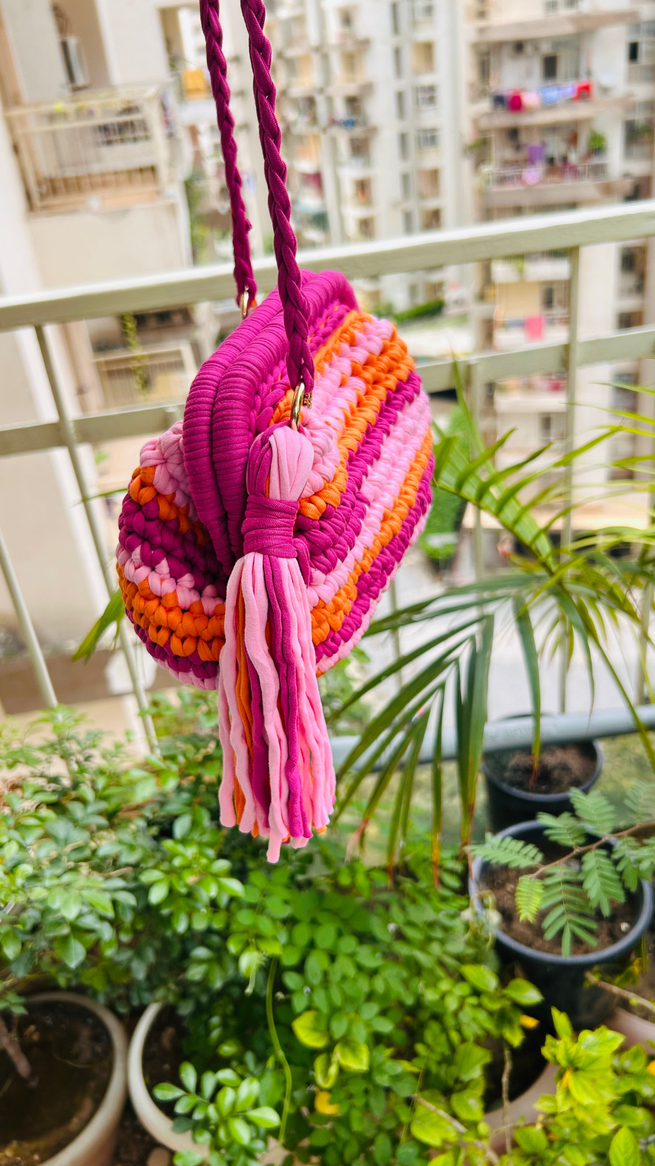 Shades of Pink & Orange Multicolor Clutch