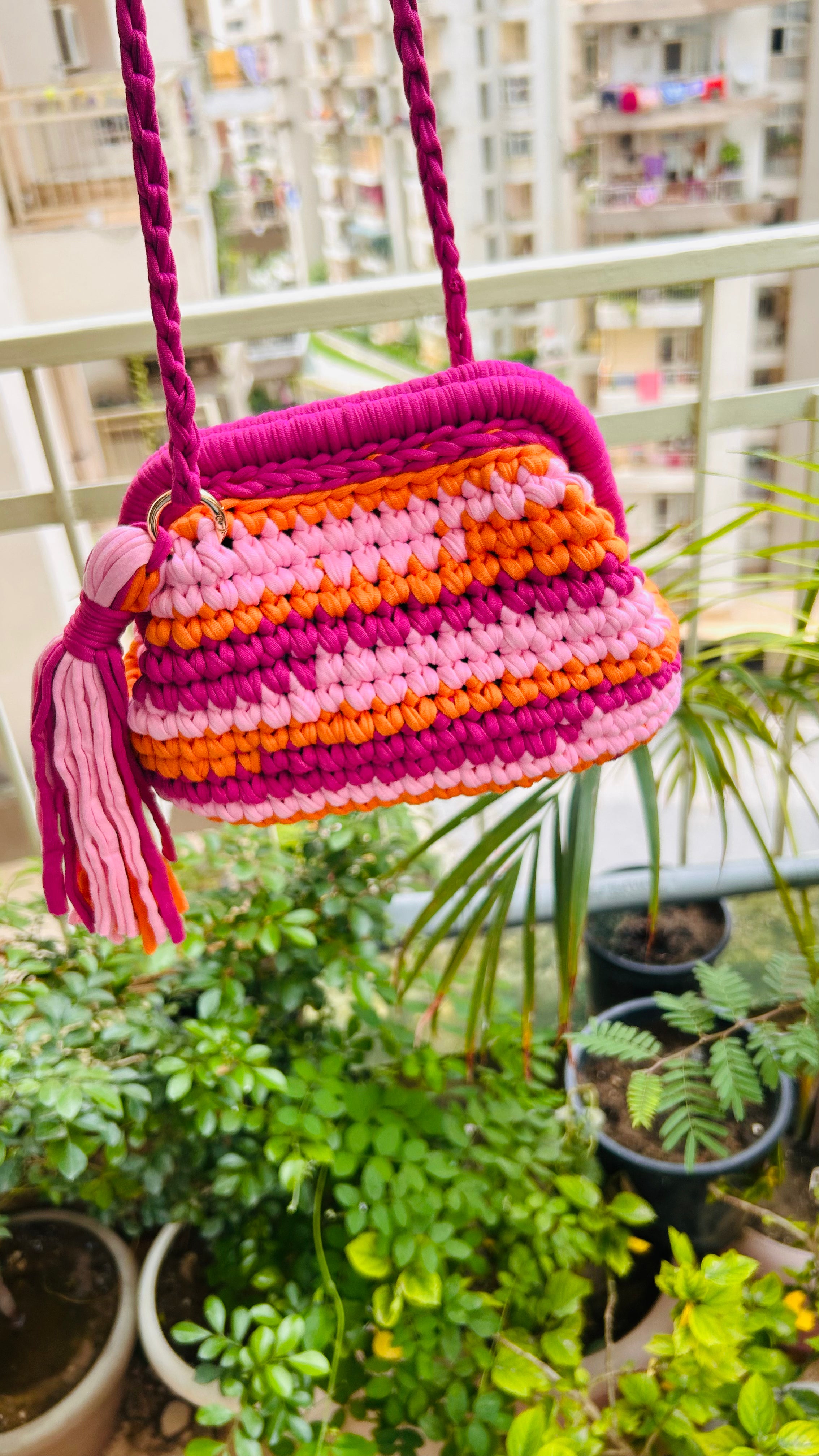 Shades of Pink & Orange Multicolor Clutch