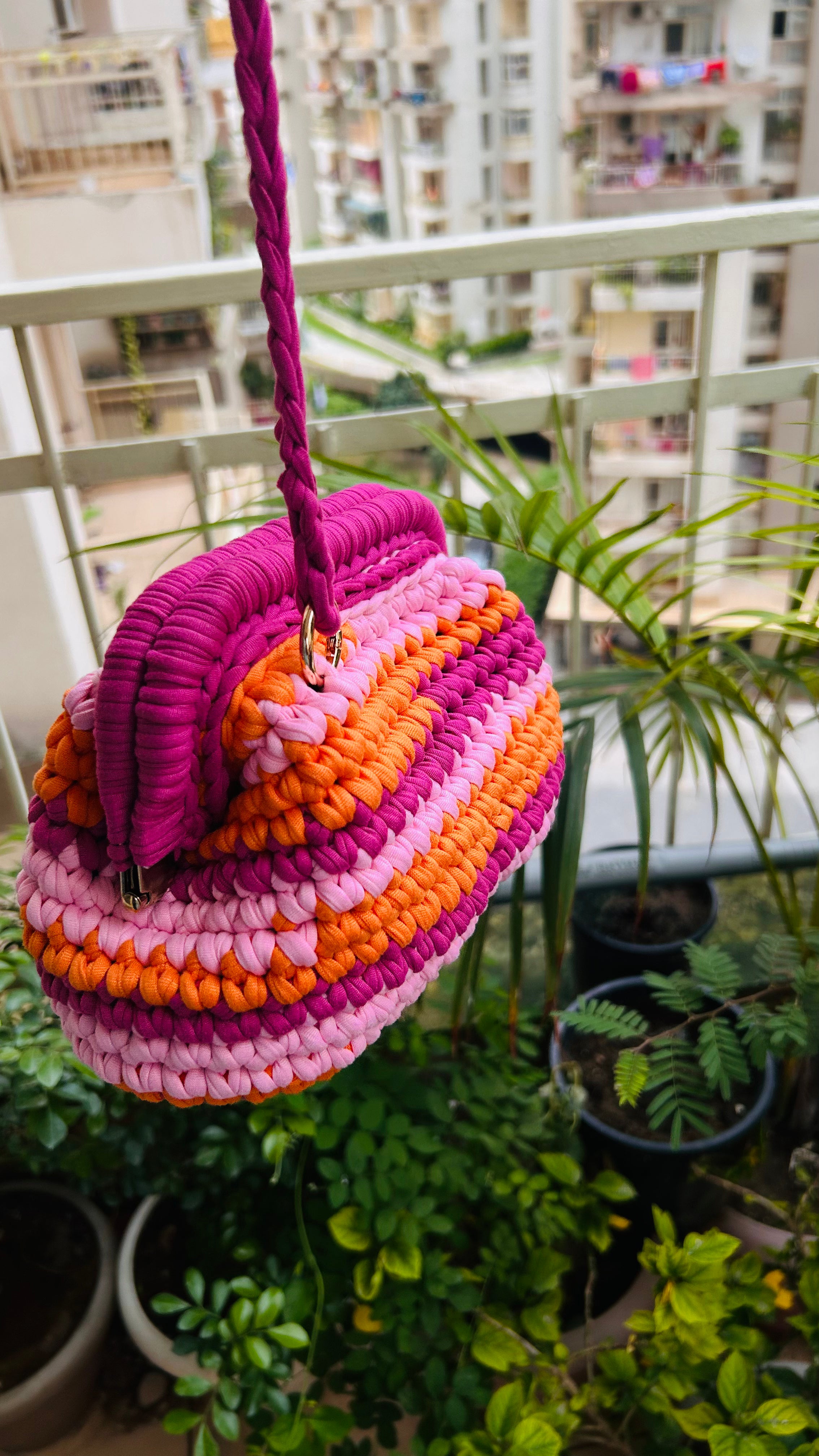 Shades of Pink & Orange Multicolor Clutch