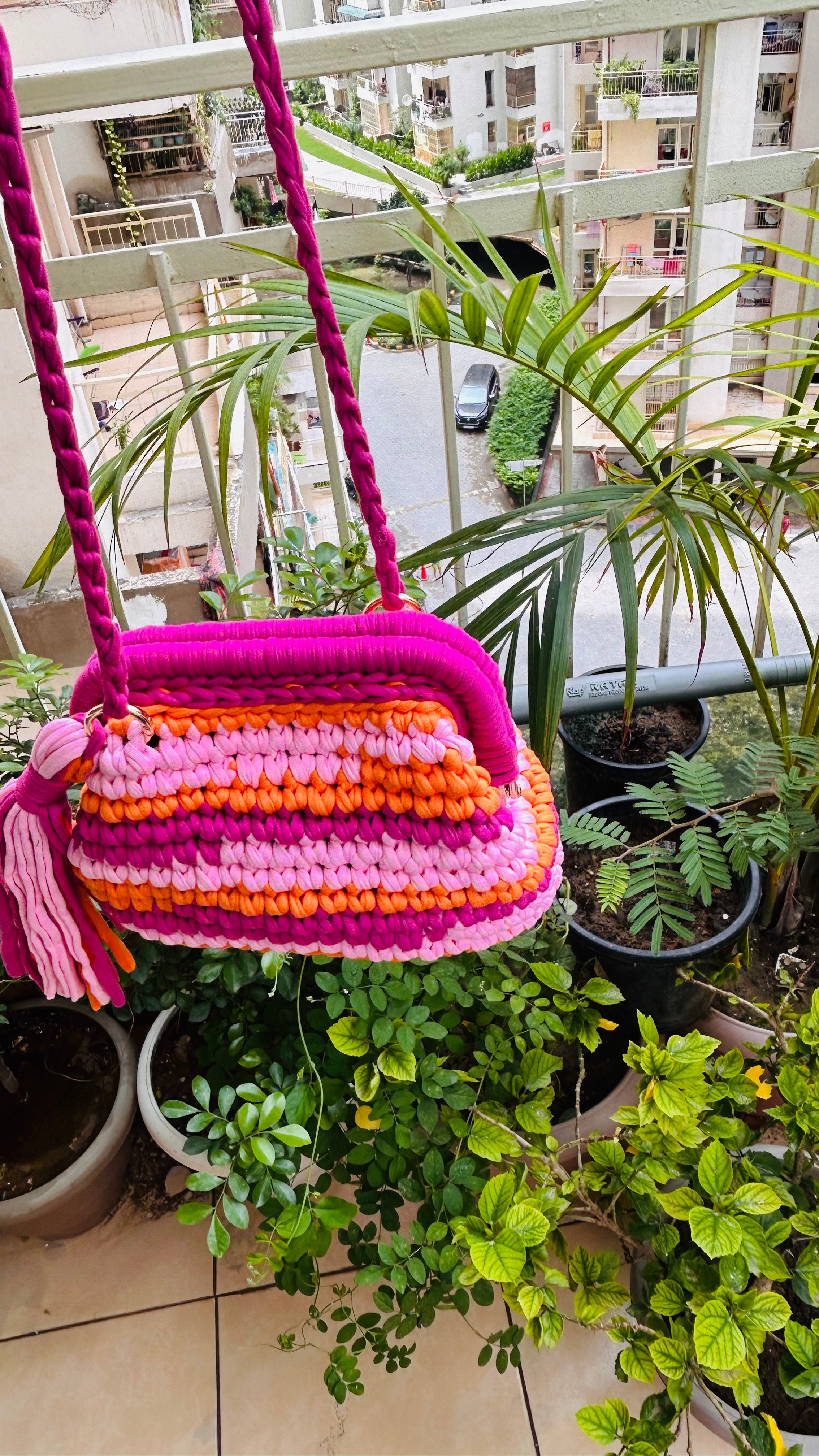 Shades of Pink & Orange Multicolor Clutch