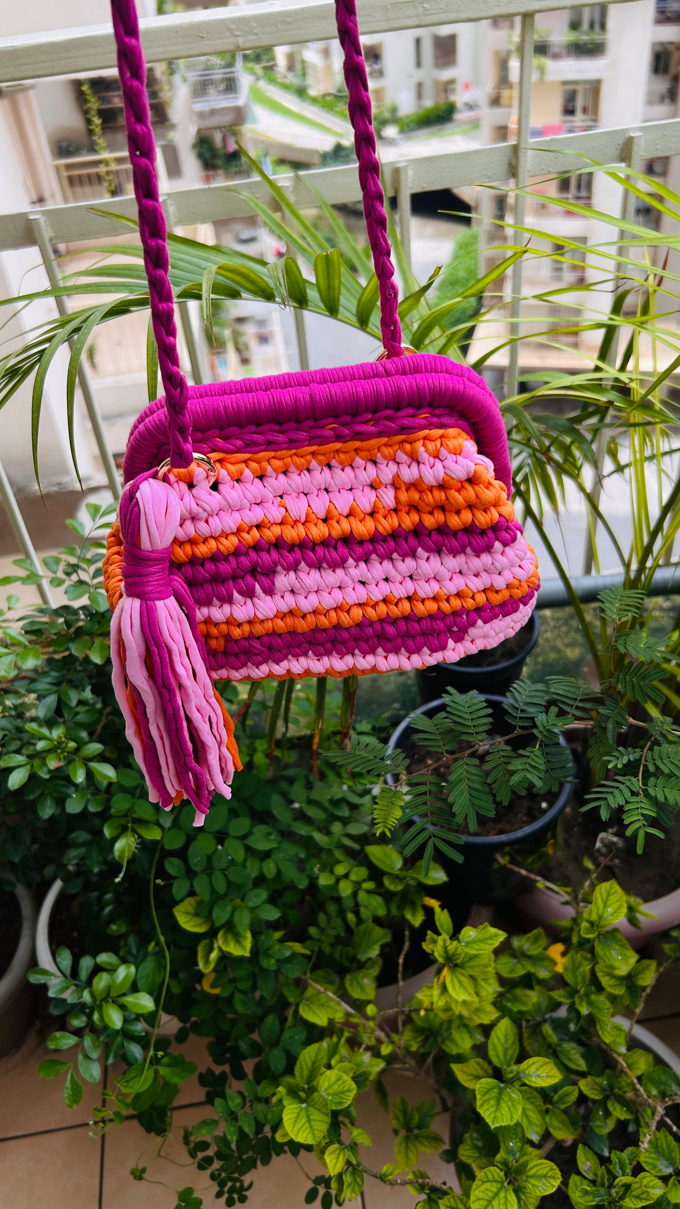 Shades of Pink & Orange Multicolor Clutch