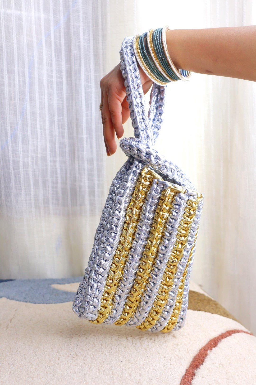 Golden & Silver Luxe Crochet Potli