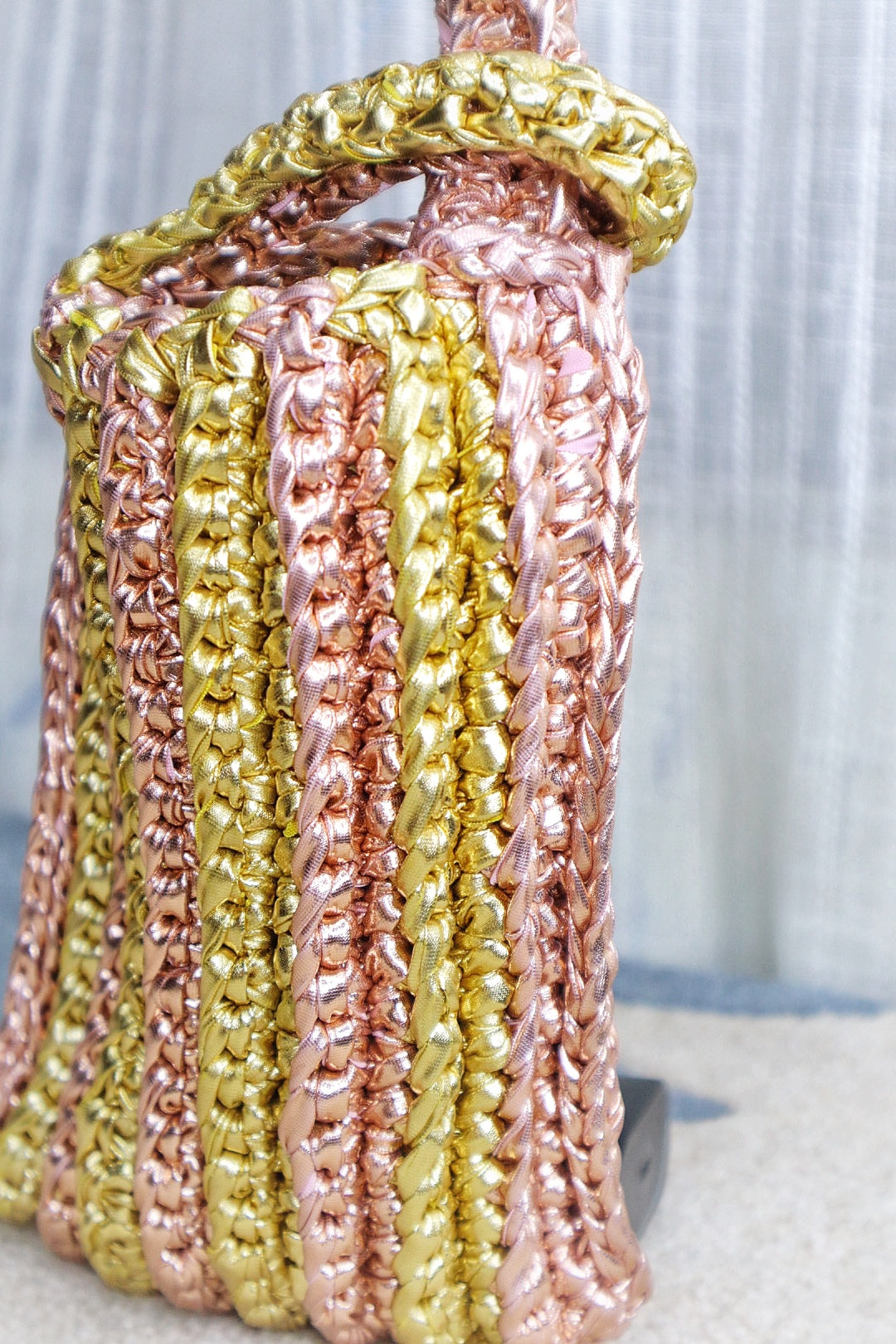 Rose Gold and Gold Crotchet Potli