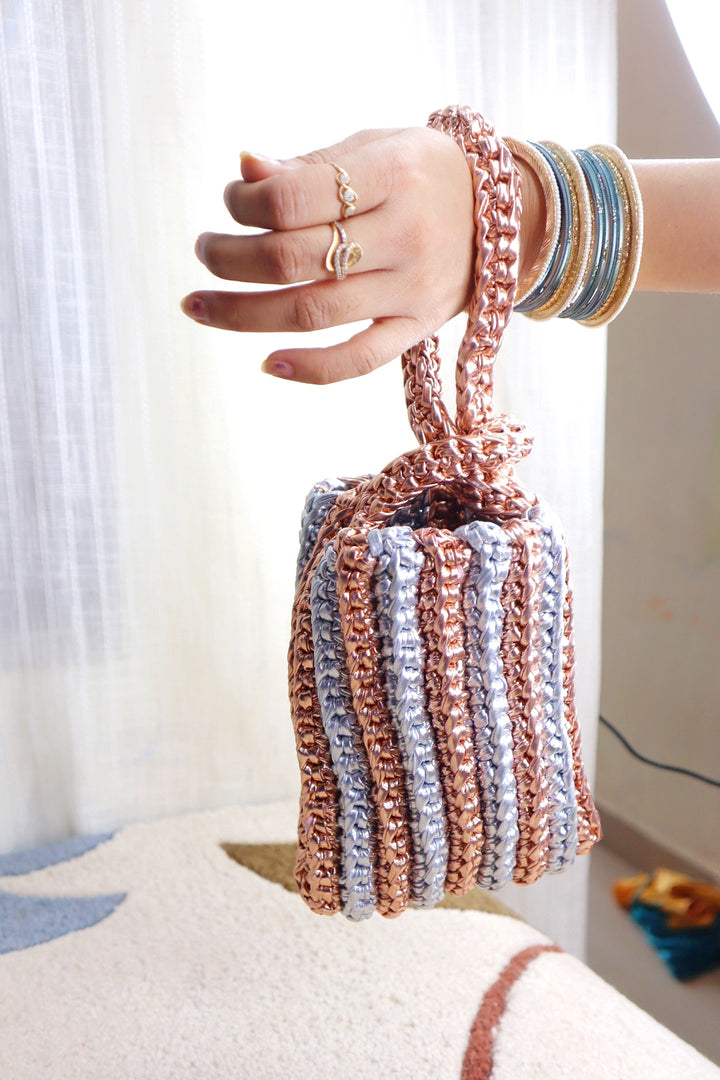 Rose Gold & Silver Crotchet Potli