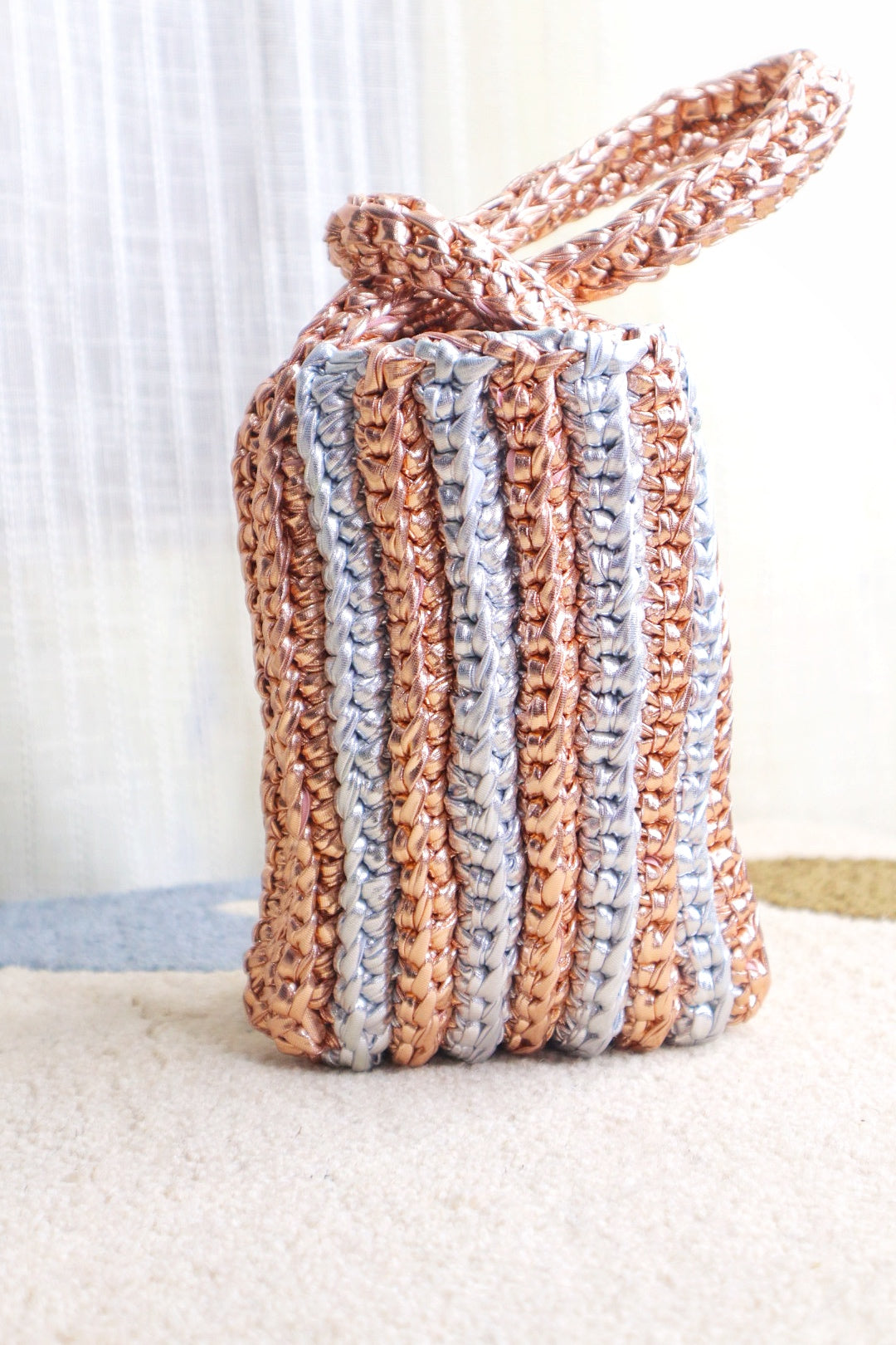 Rose Gold & Silver Crotchet Potli