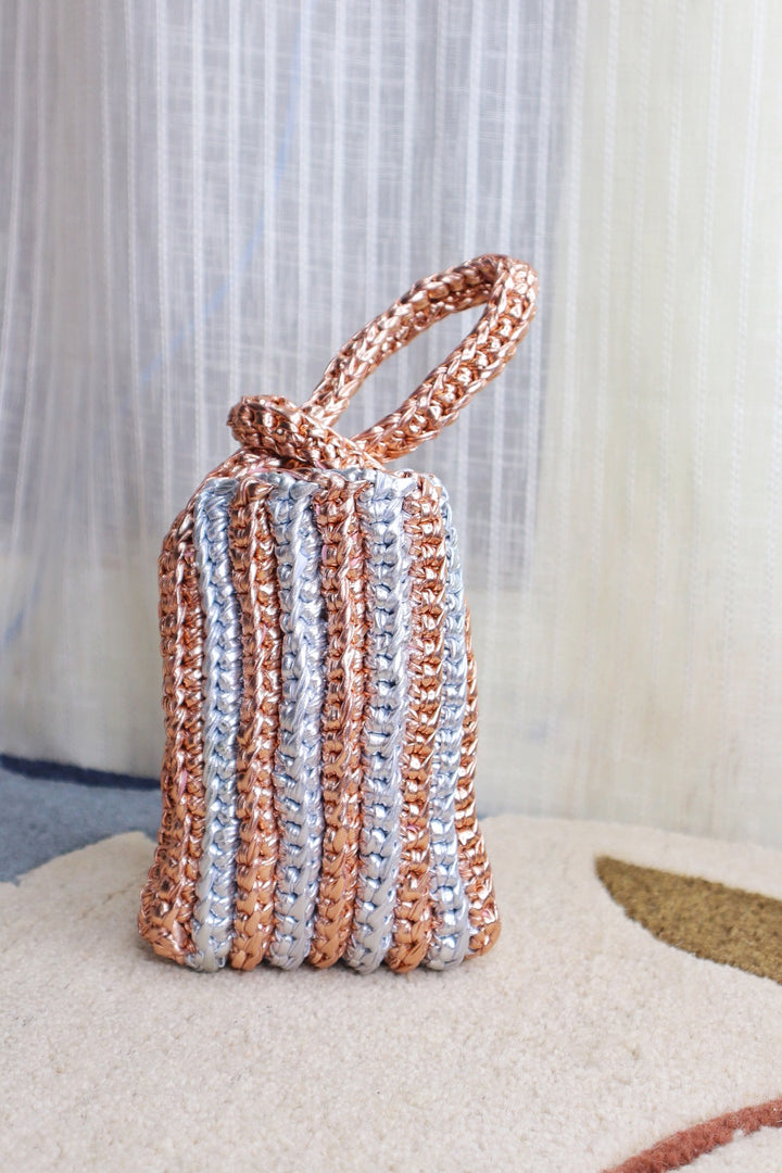 Rose Gold & Silver Crotchet Potli