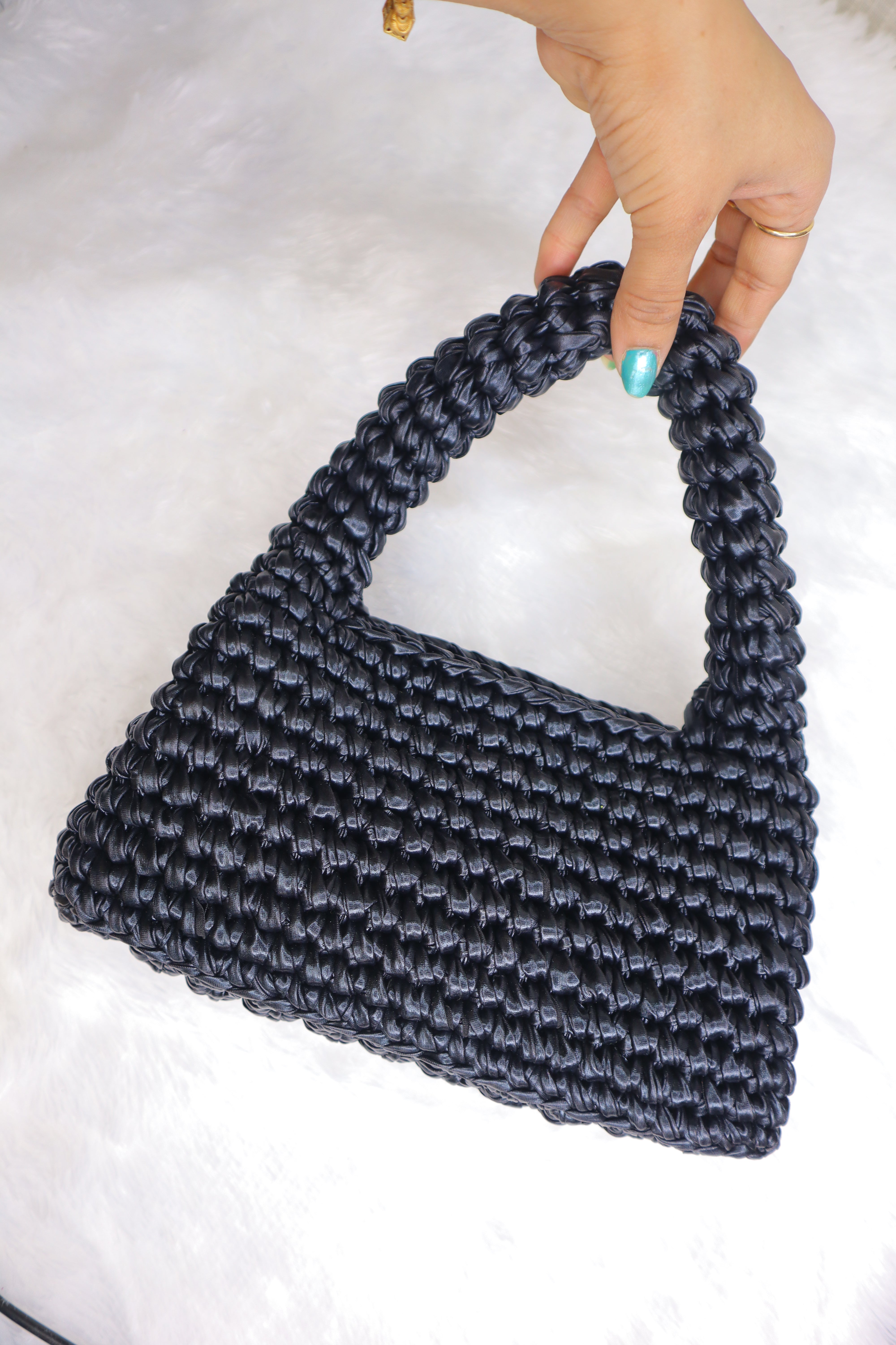 Midnight Black Loaf Crochet Bag