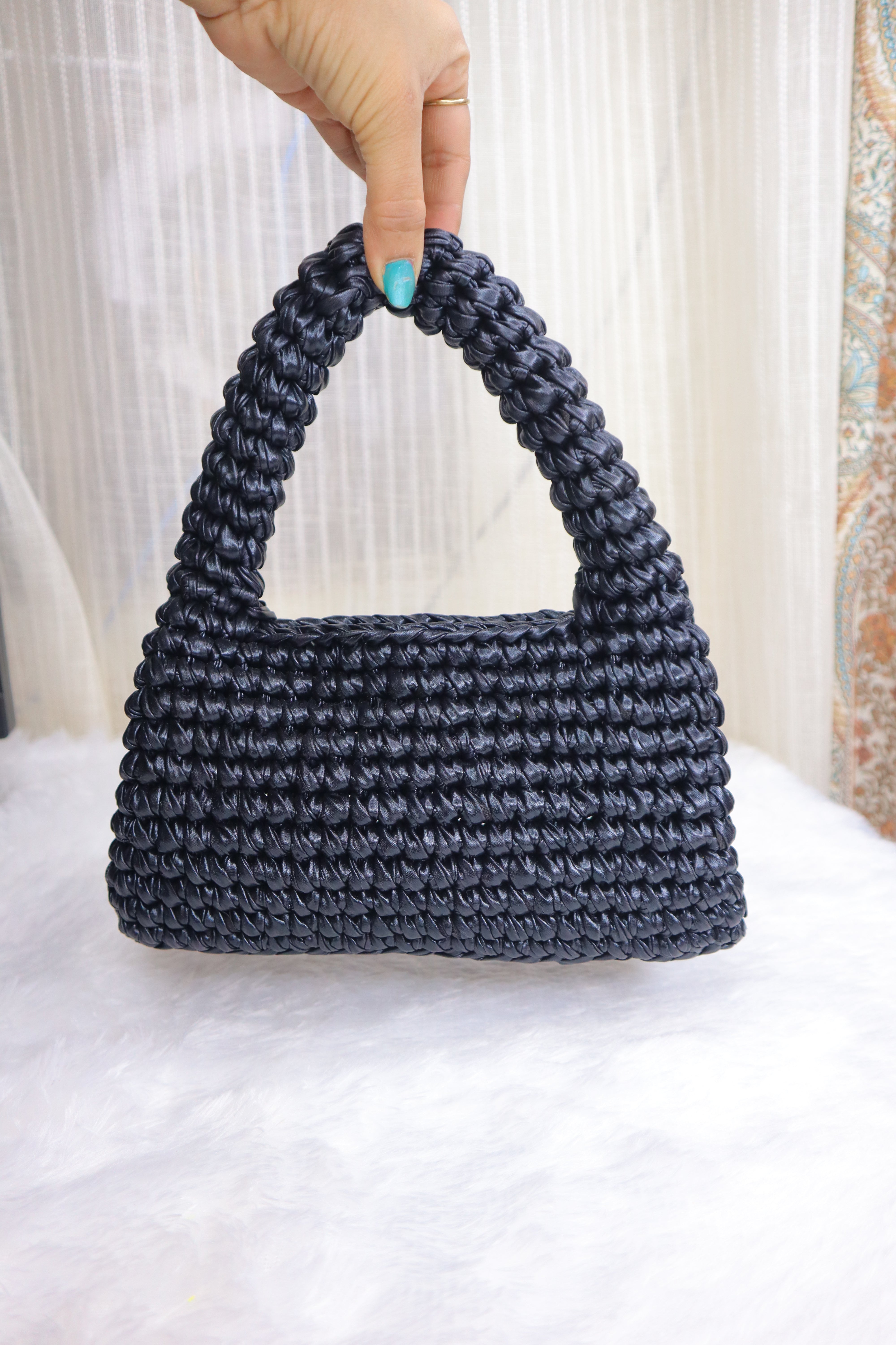 Midnight Black Loaf Crochet Bag