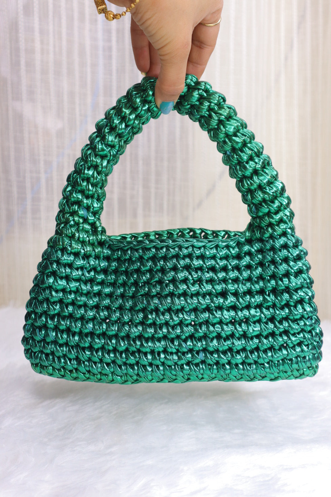 Emerald Green Loaf Crochet Bag