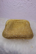 Golden Luxe Metallic Crochet Clutch