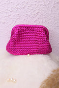 Hot Pink Glam Metallic Crochet Clutch