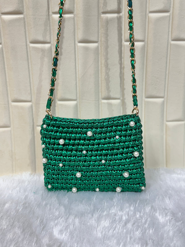 Handmade crochet bag detail