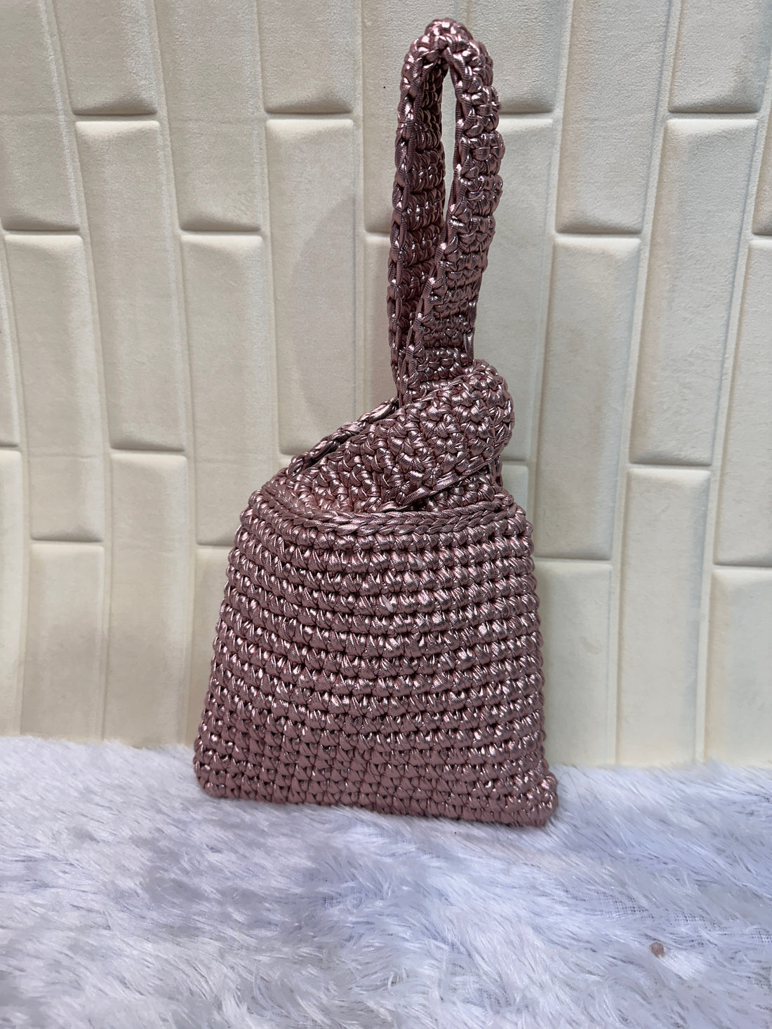 Ros Gold  Metallic Crochet Knot Potli Bag