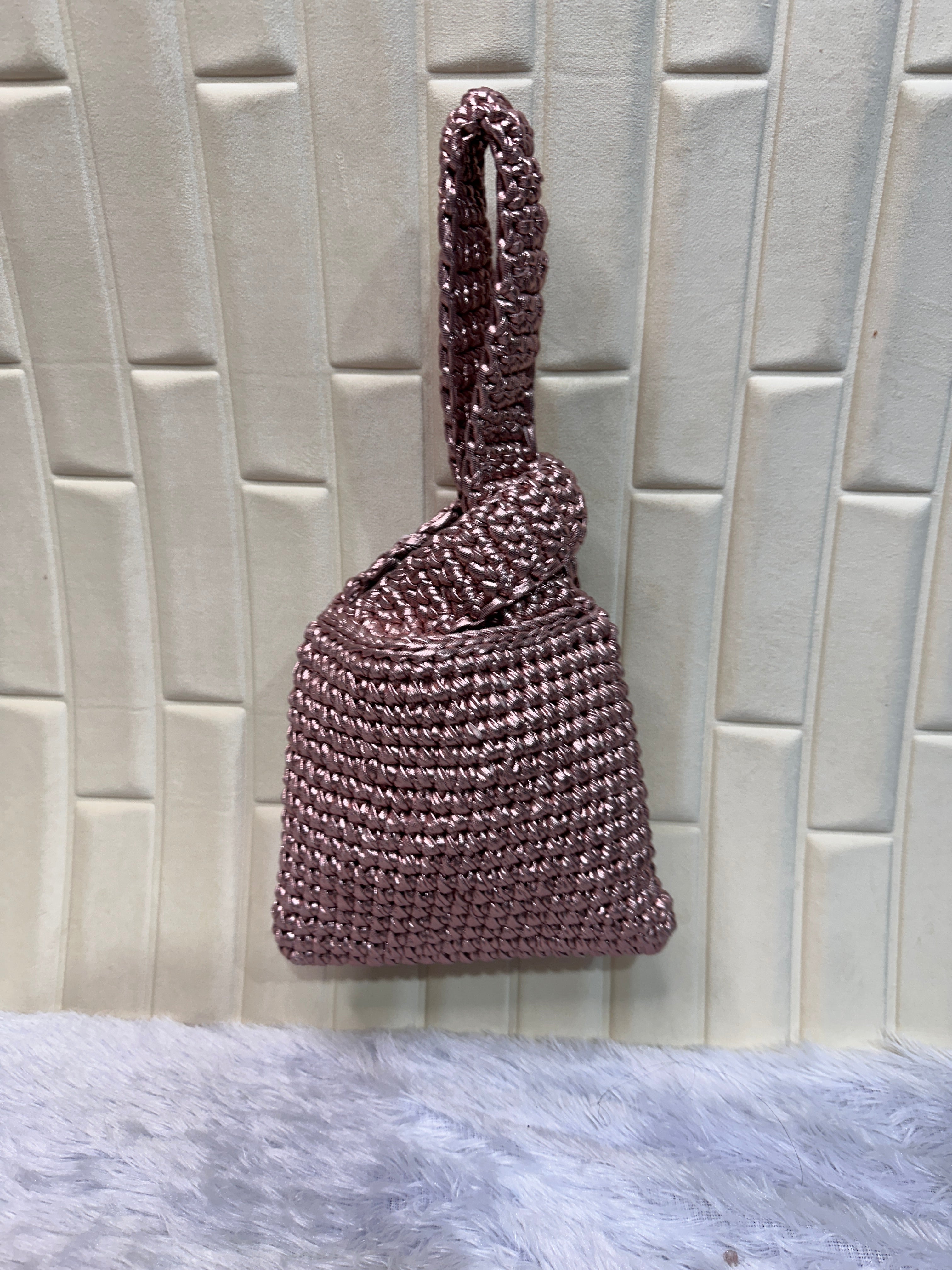 Ros Gold  Metallic Crochet Knot Potli Bag