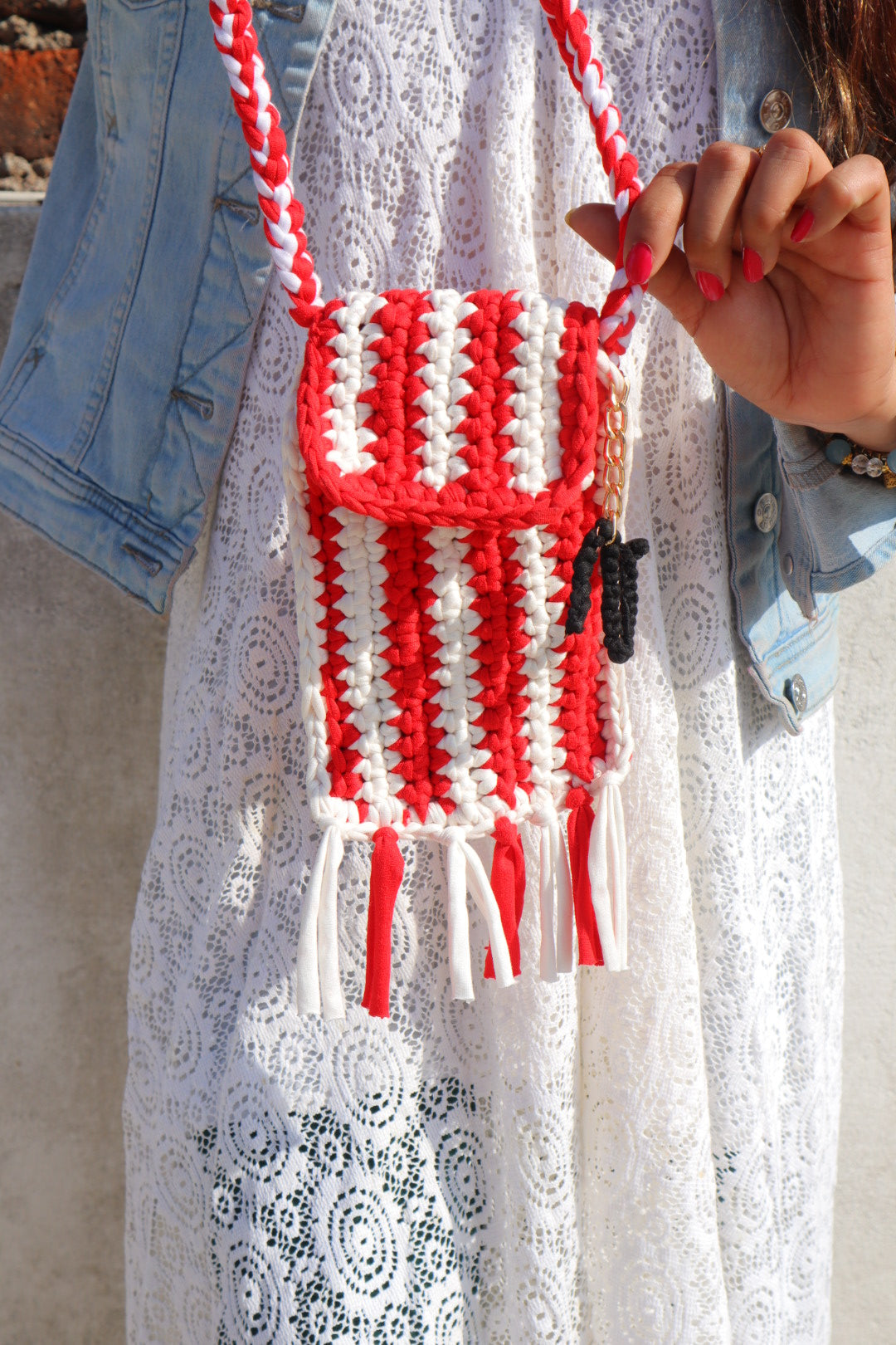 Candy Stripe Phone Sling With Initial