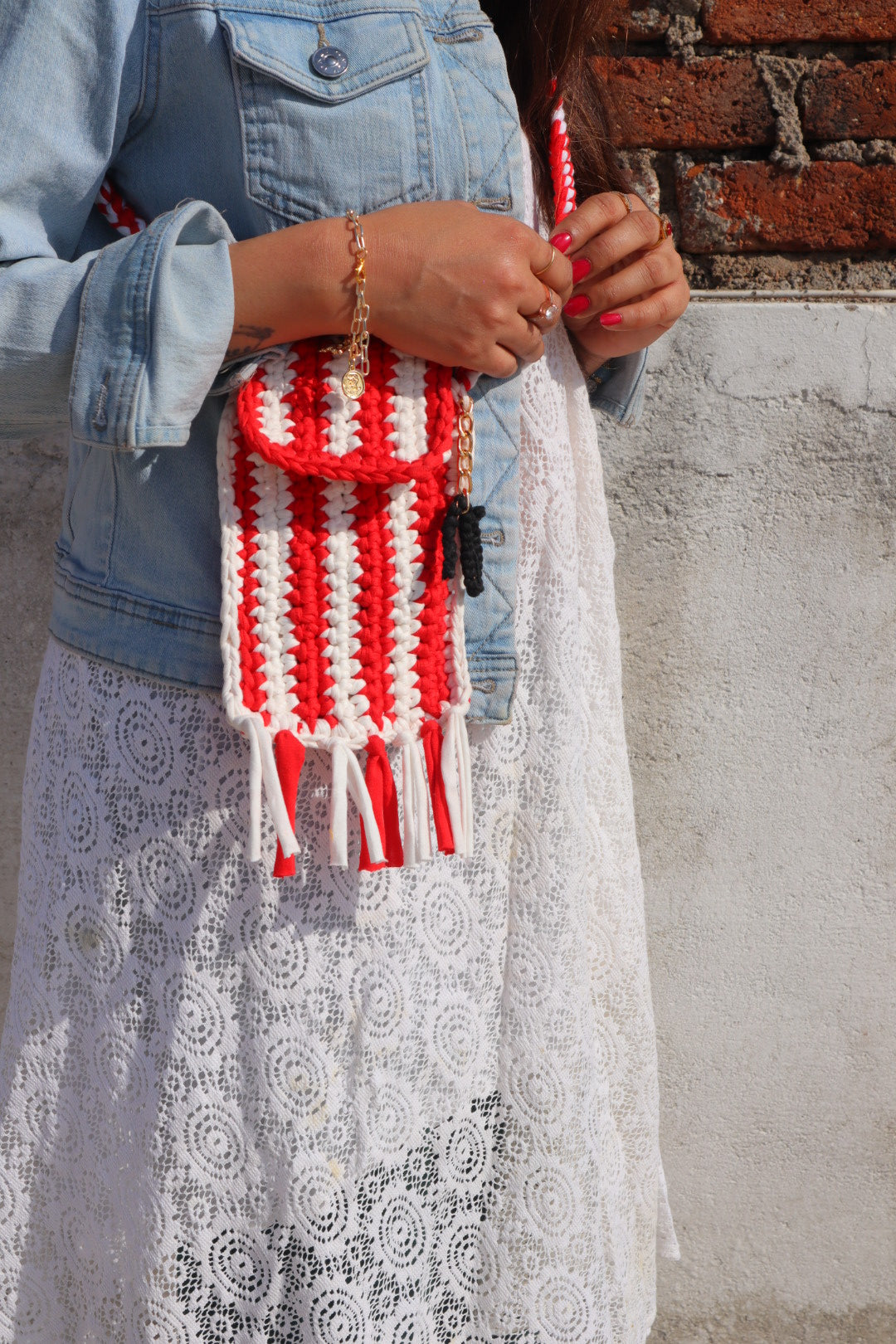 Candy Stripe Phone Sling With Initial