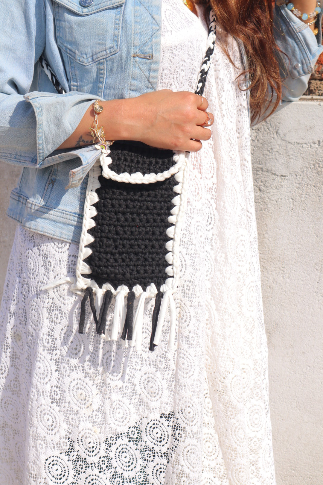 Charcoal Sling With White Border