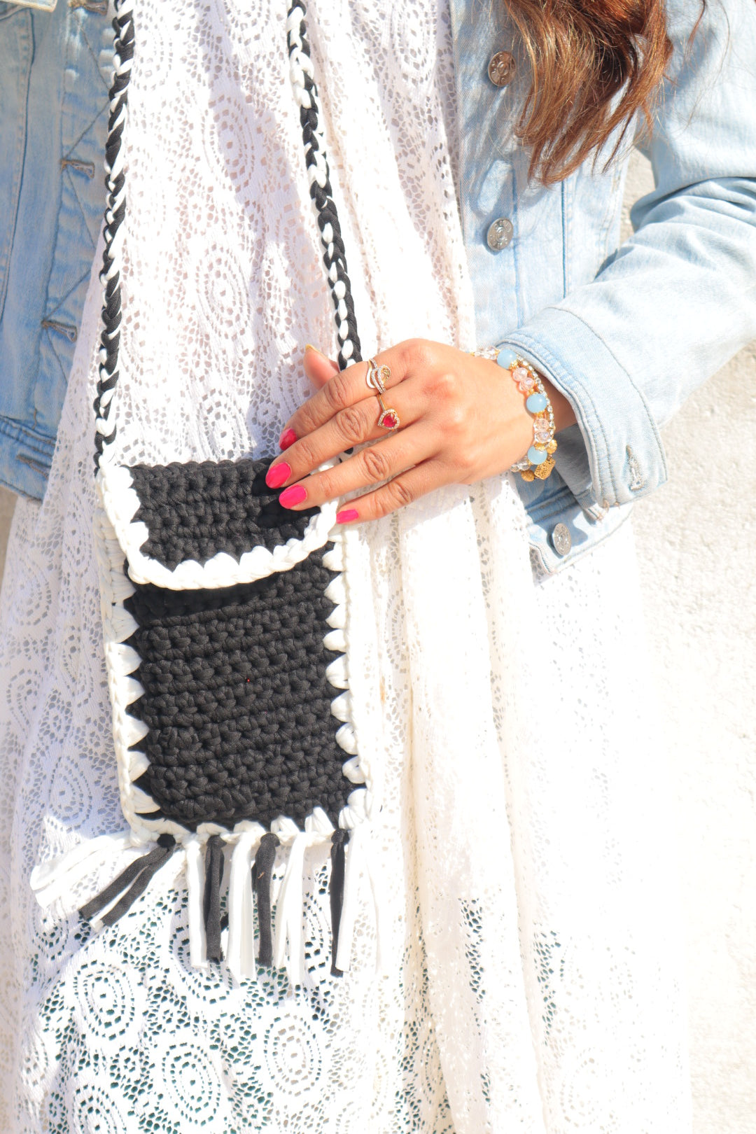 Charcoal Sling With White Border