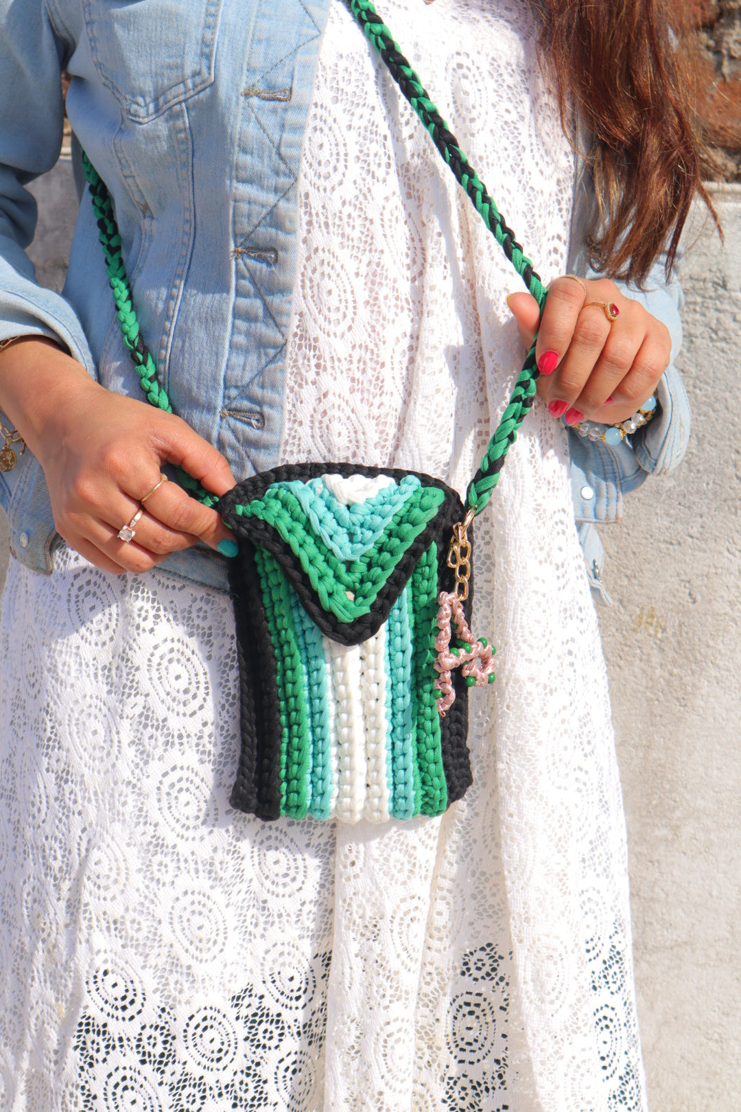 Emerald Wave Phone Sling With Initial