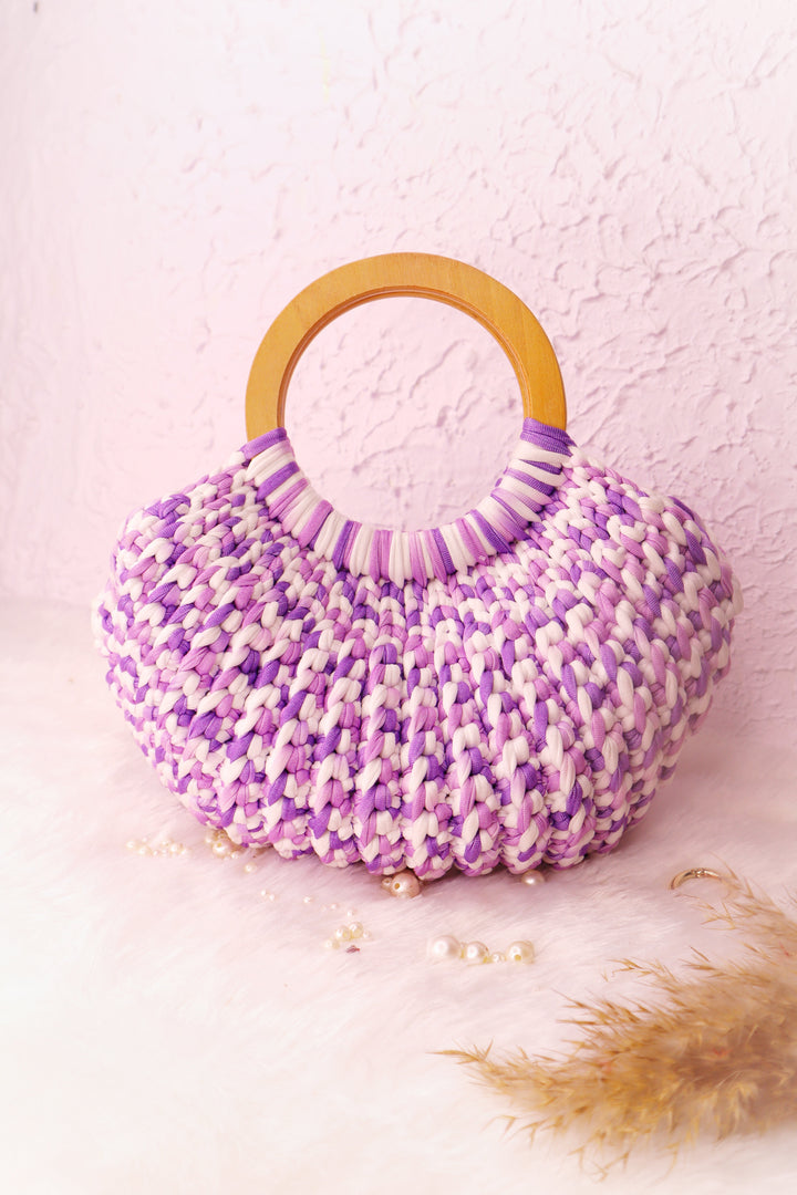 Lavender Whisper Crochet Ring Bag