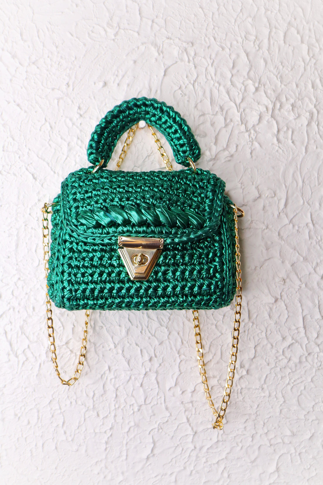 Metallic Green Handcrafted Crotchet Bag