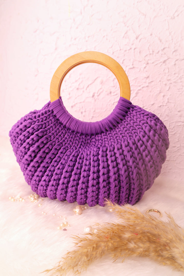 Royal Purple Crochet Ring Bag