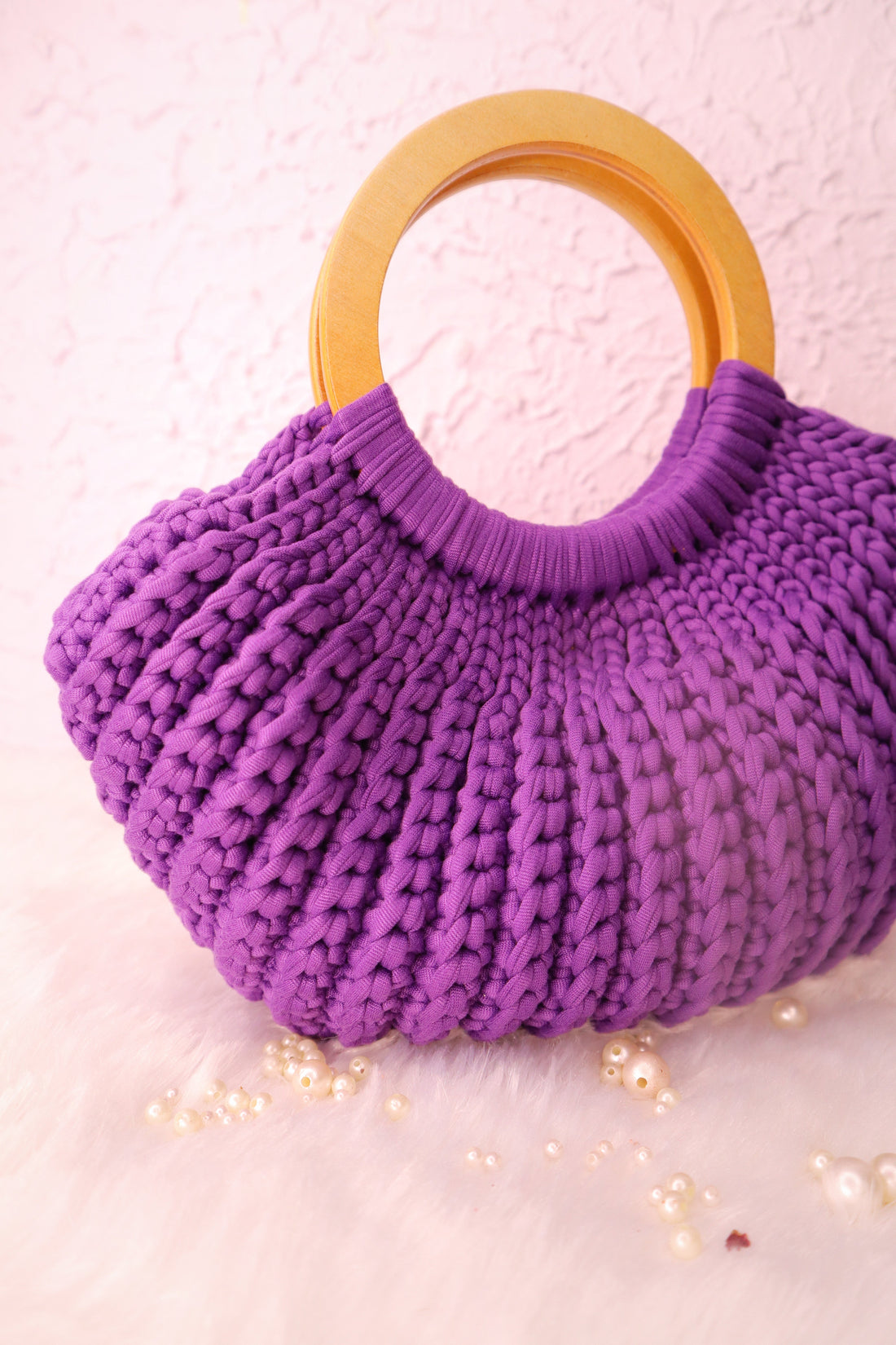 Royal Purple Crochet Ring Bag