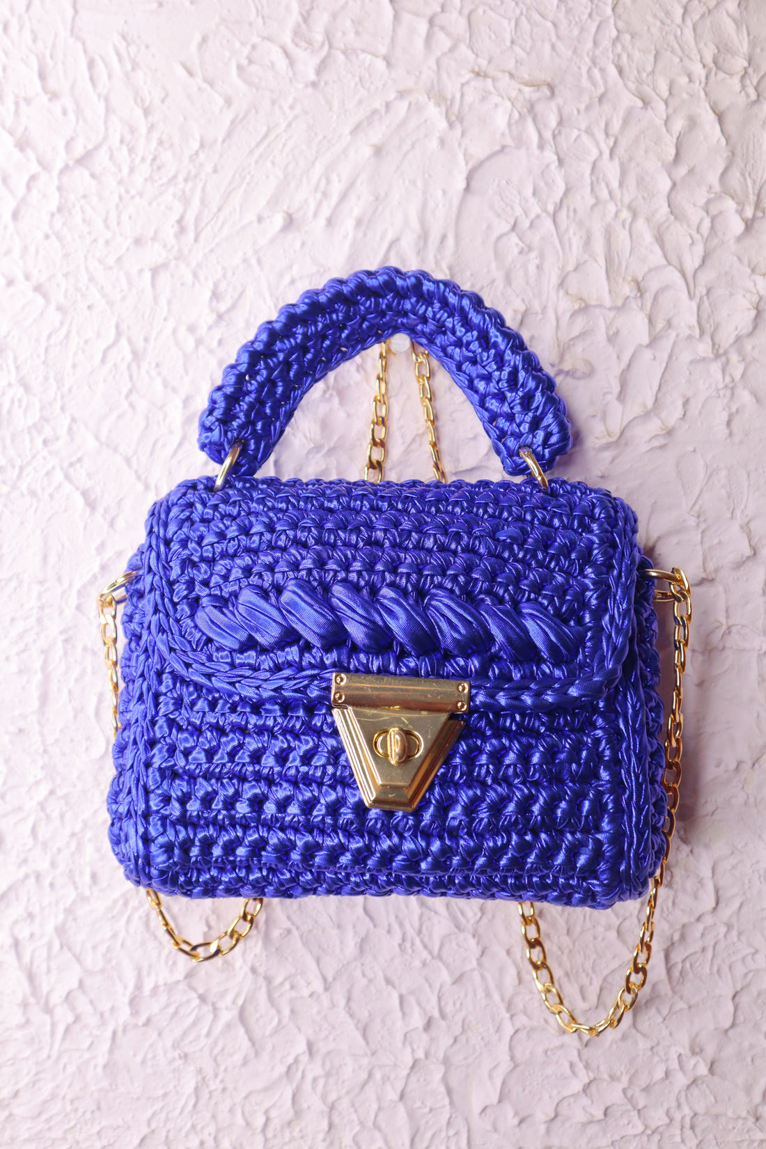 Regal Royal Blue Metallic Crochet Bag