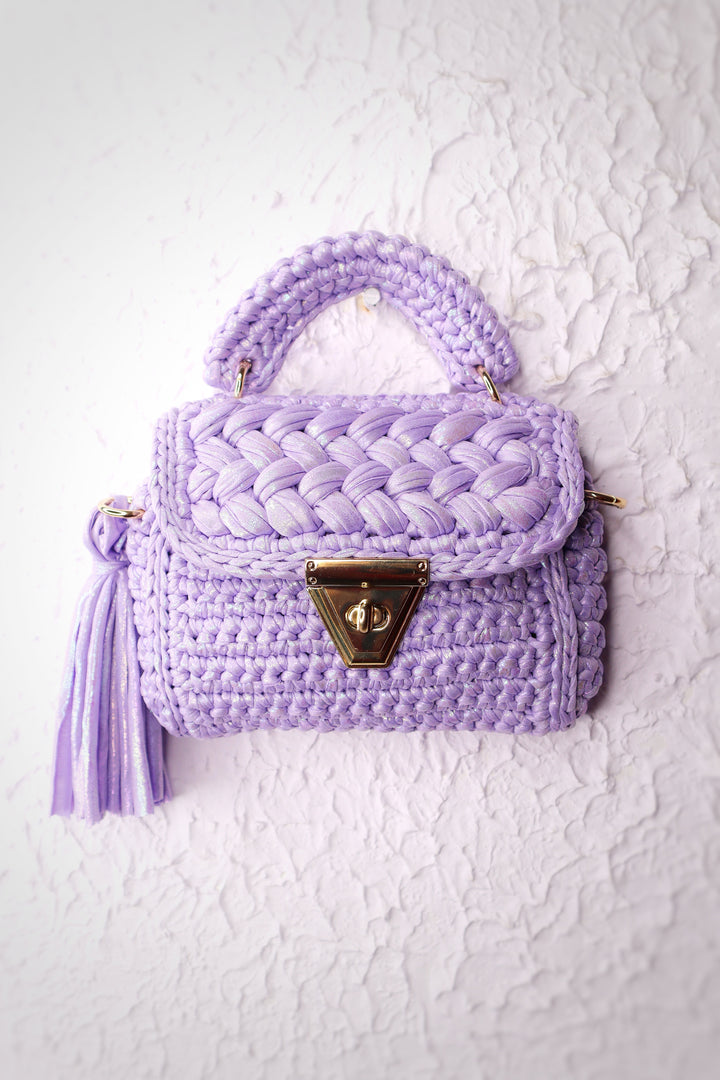 Dreamy Lavender Metallic Crochet Bag