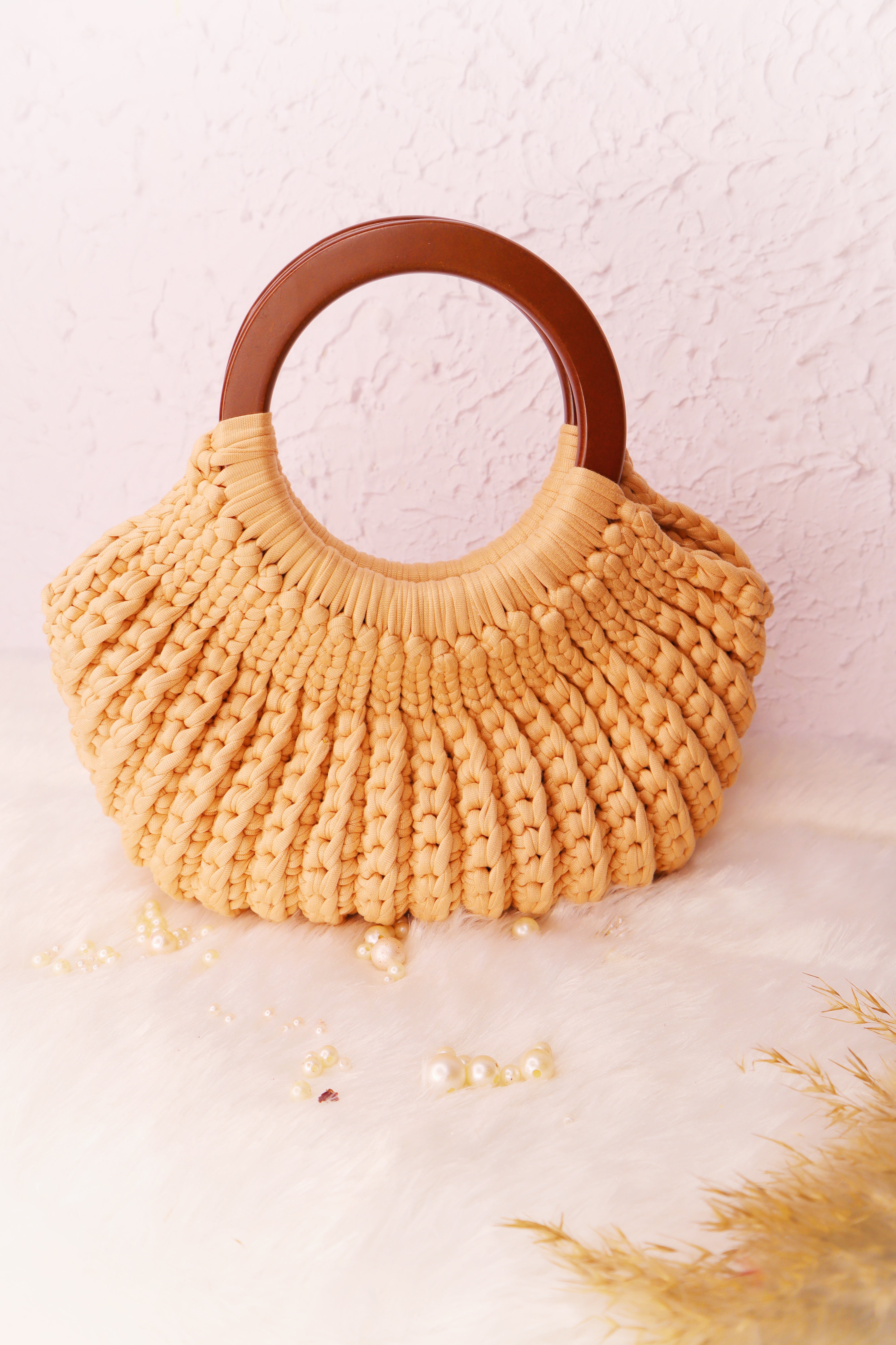 ミナペルホネン　mermaid wood ring bag  handmade ミナペルホネン mermaid♡wood ring hand bag - メルカリ