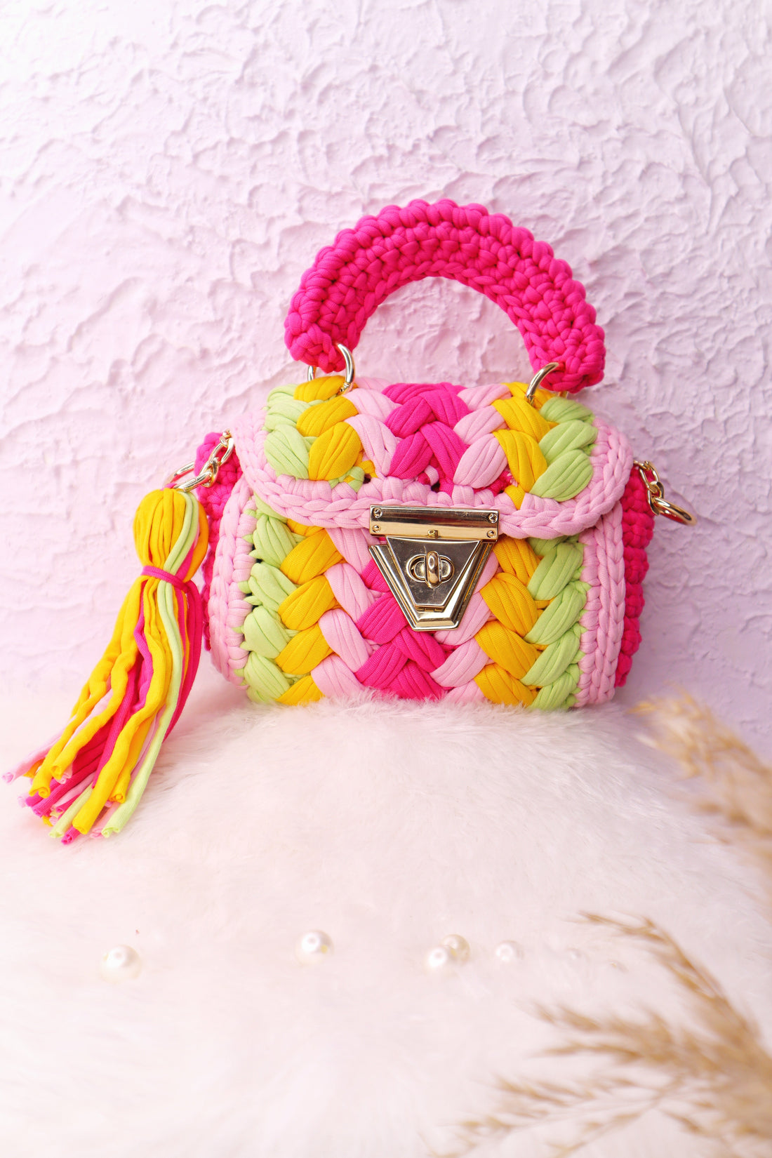 Blush Harmony Multicolor Crochet Bag