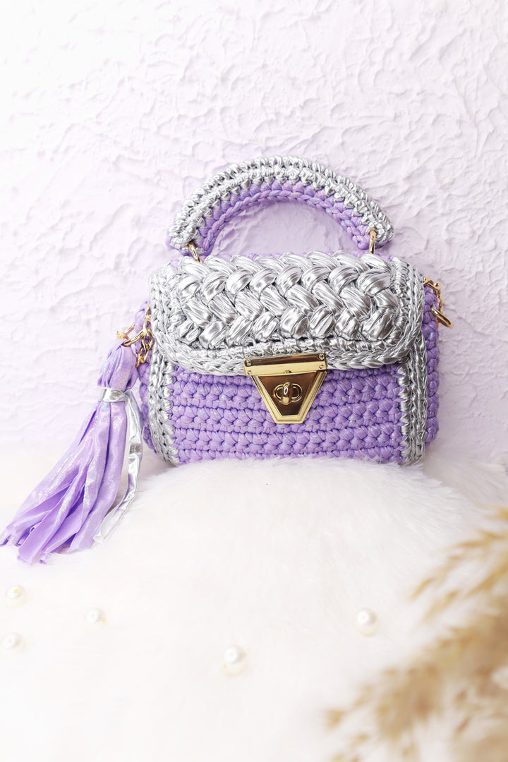 Luxurious Lavender  and Silver Crotchet Bag