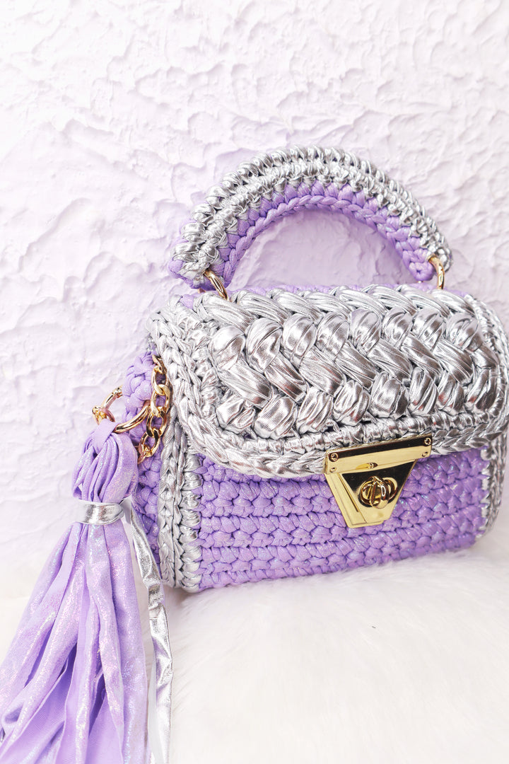 Luxurious Lavender  and Silver Crotchet Bag