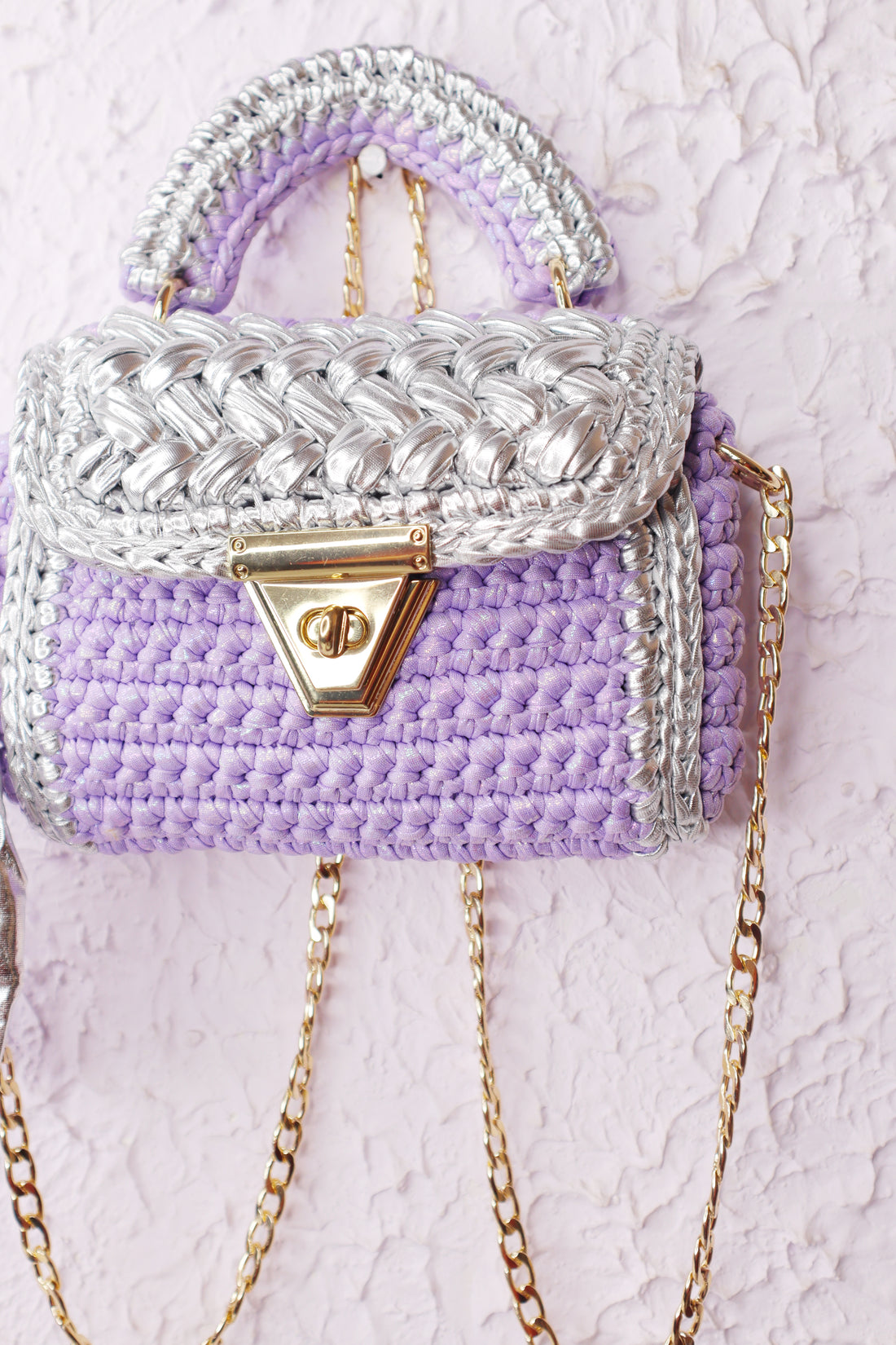 Luxurious Lavender  and Silver Crotchet Bag