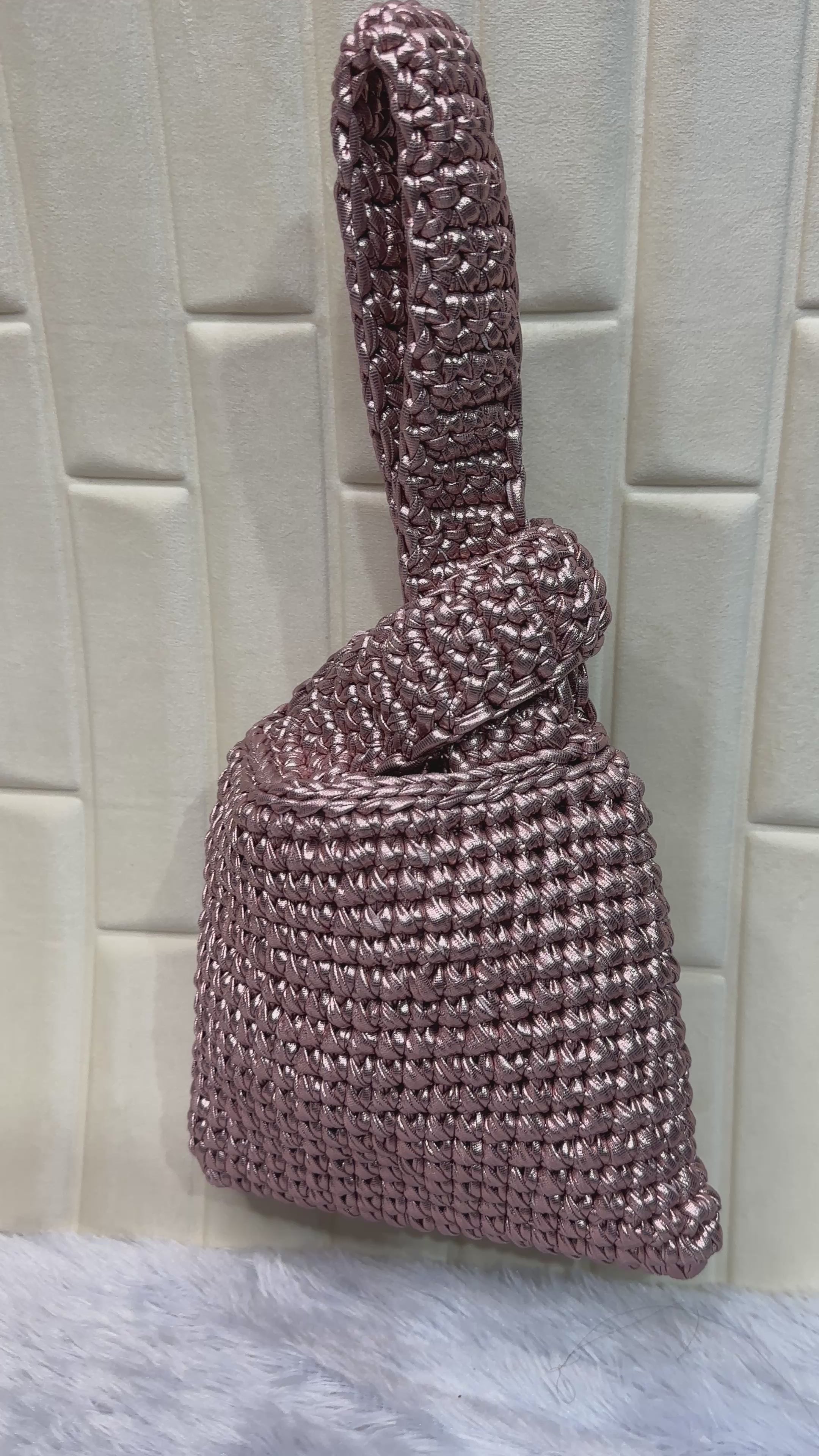 Ros Gold  Metallic Crochet Knot Potli Bag
