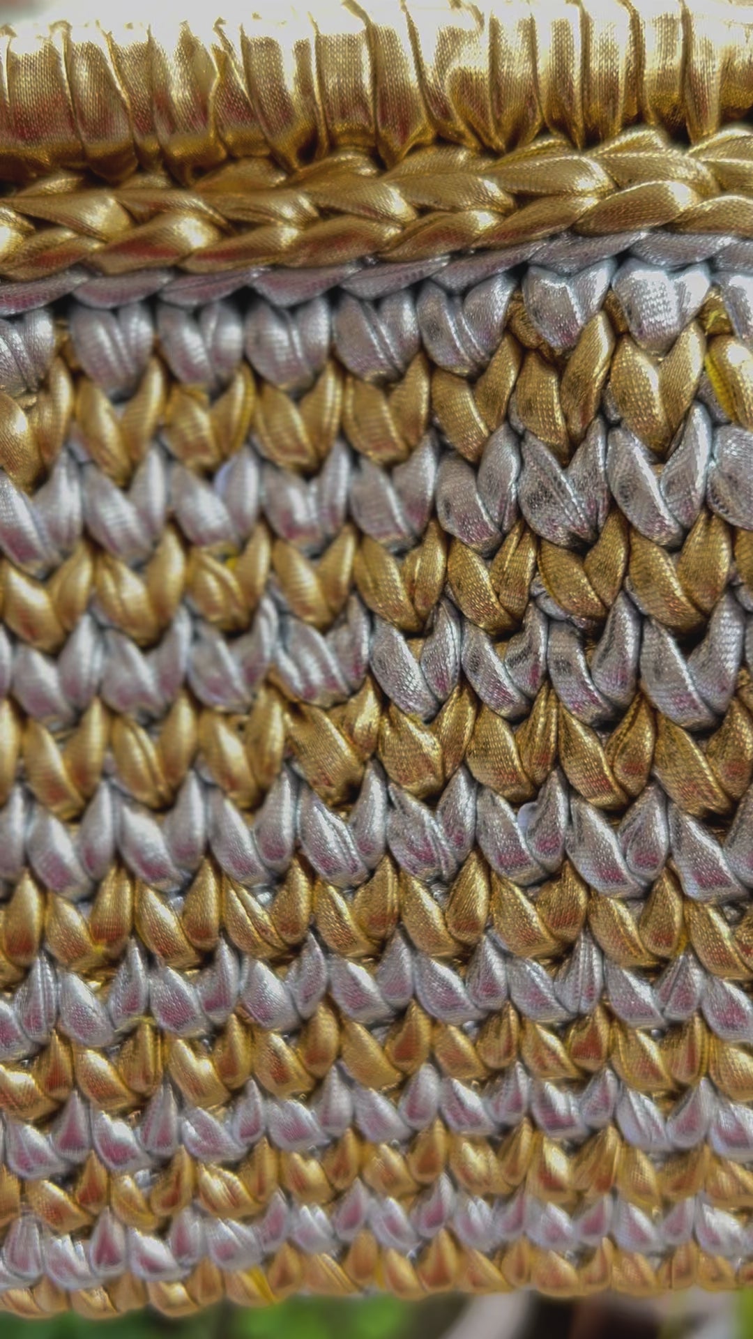 Golden & Silver Luxe Metallic Crochet Clutch (Price Drop)