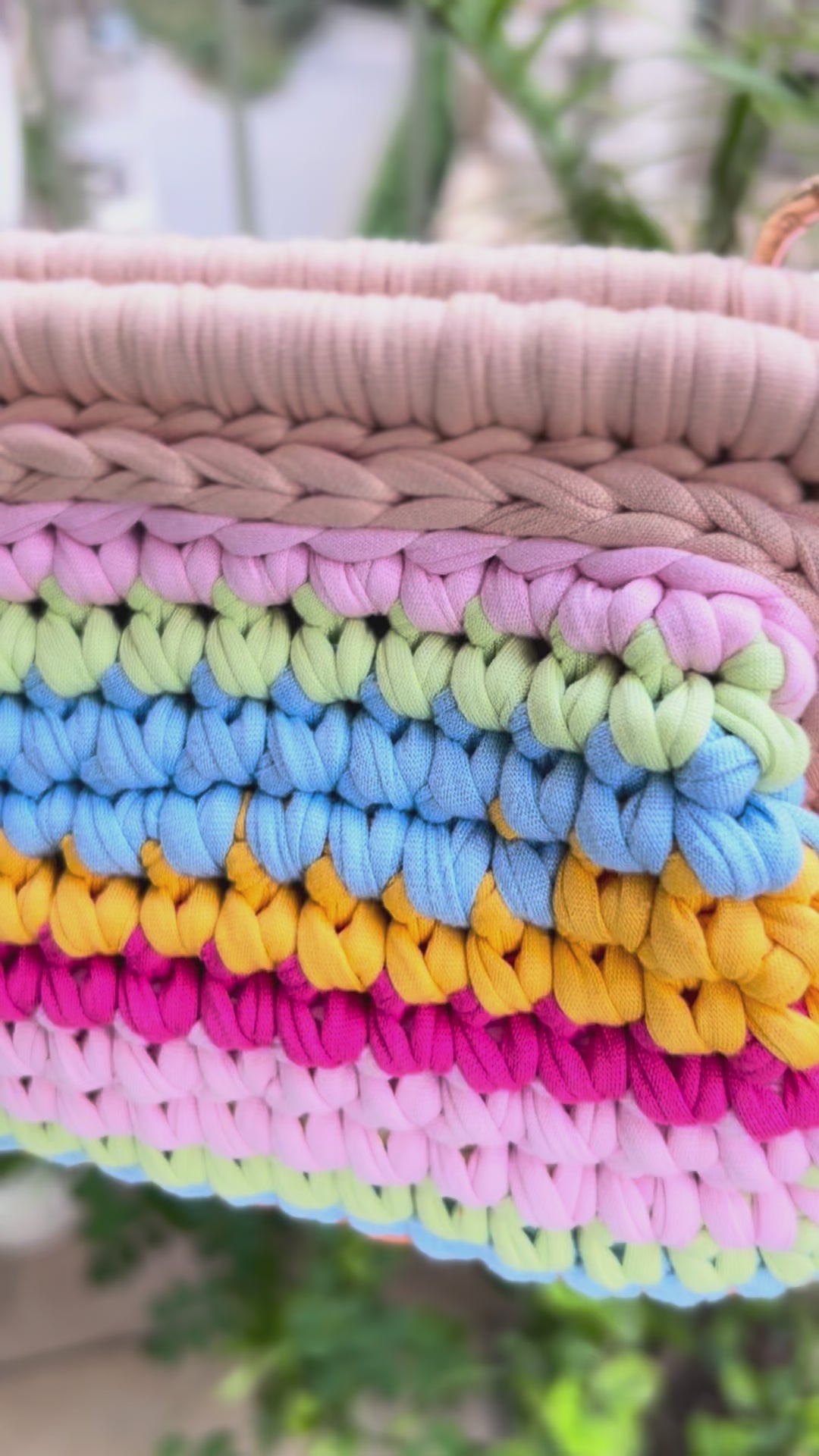 Handmade T-shirt Yarn Multicolor Clutch