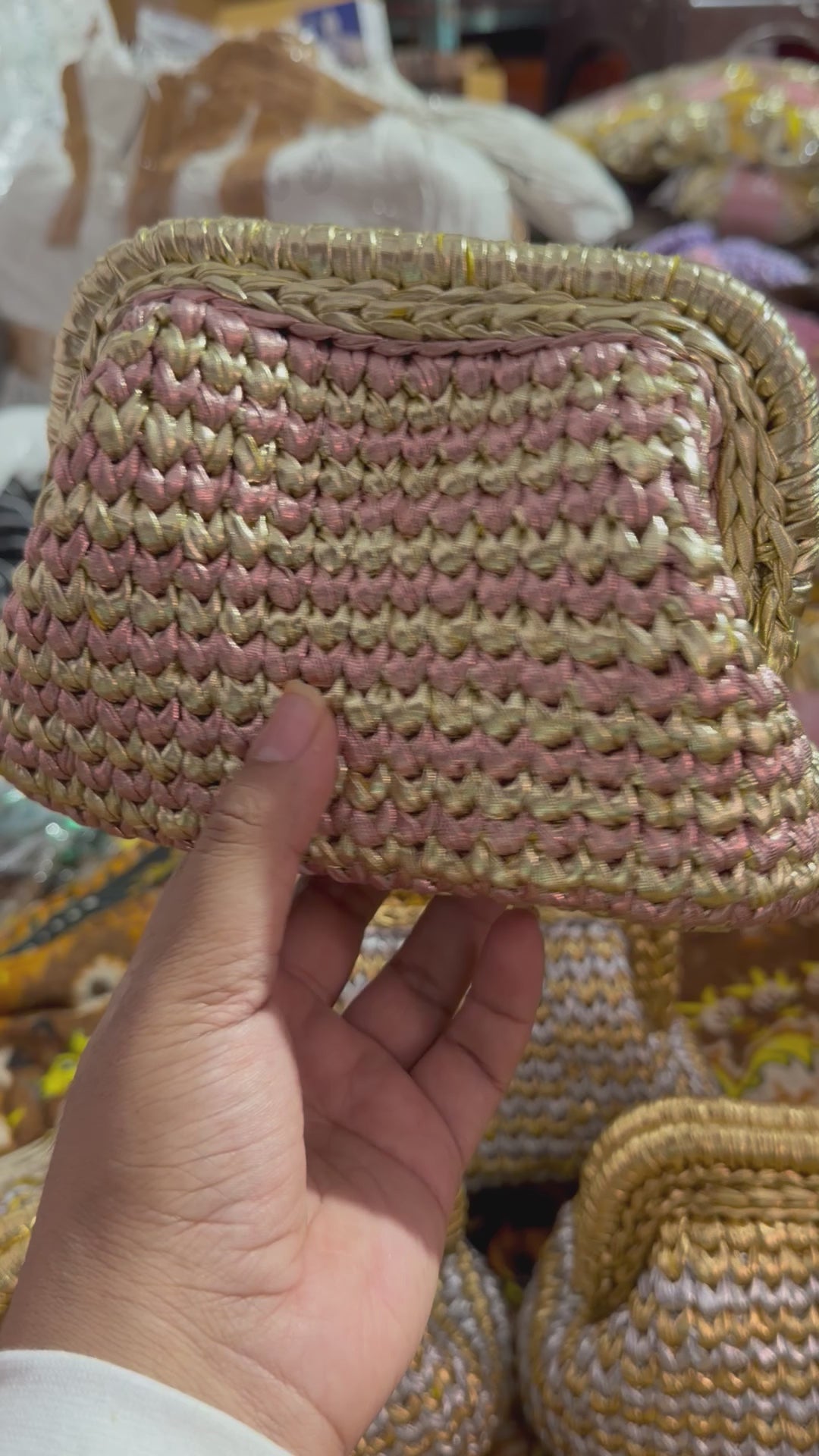 Blush Gold Two-Tone Crochet Clutch