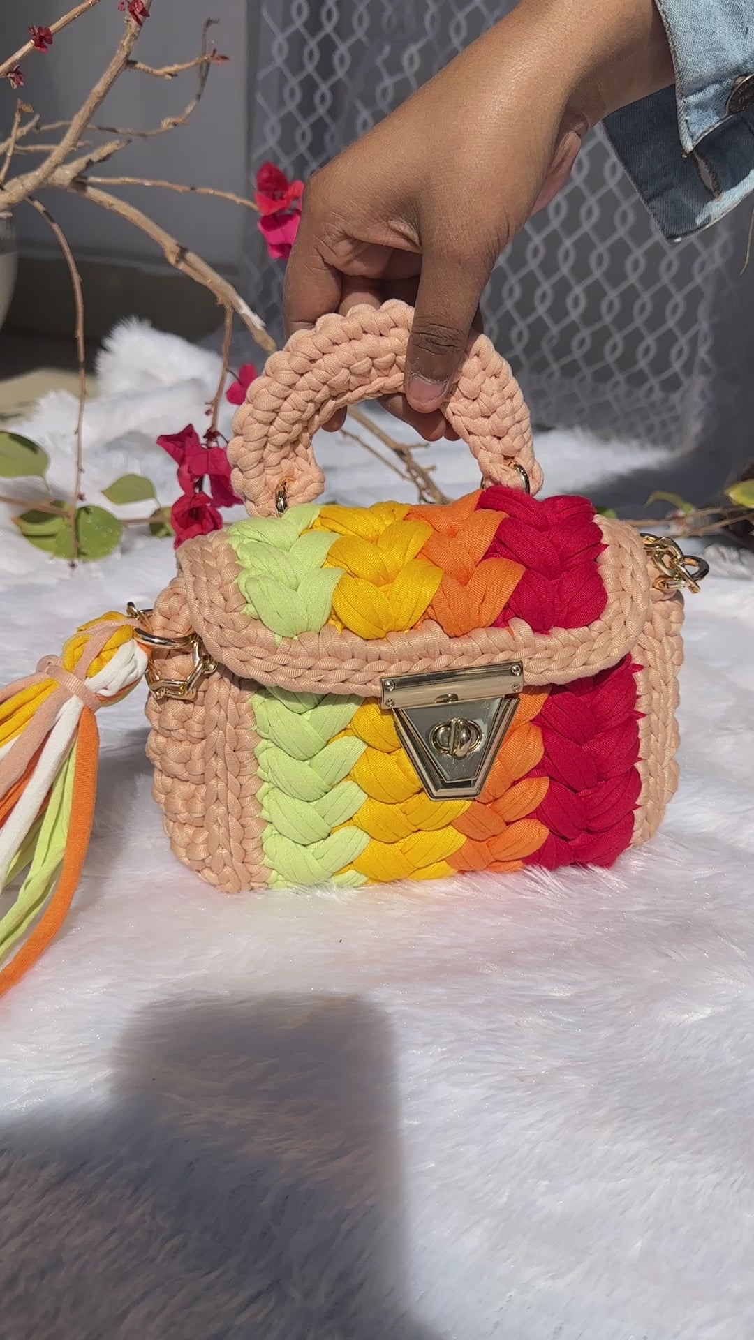 Sunset Radiance Multicolor Crochet  Bag