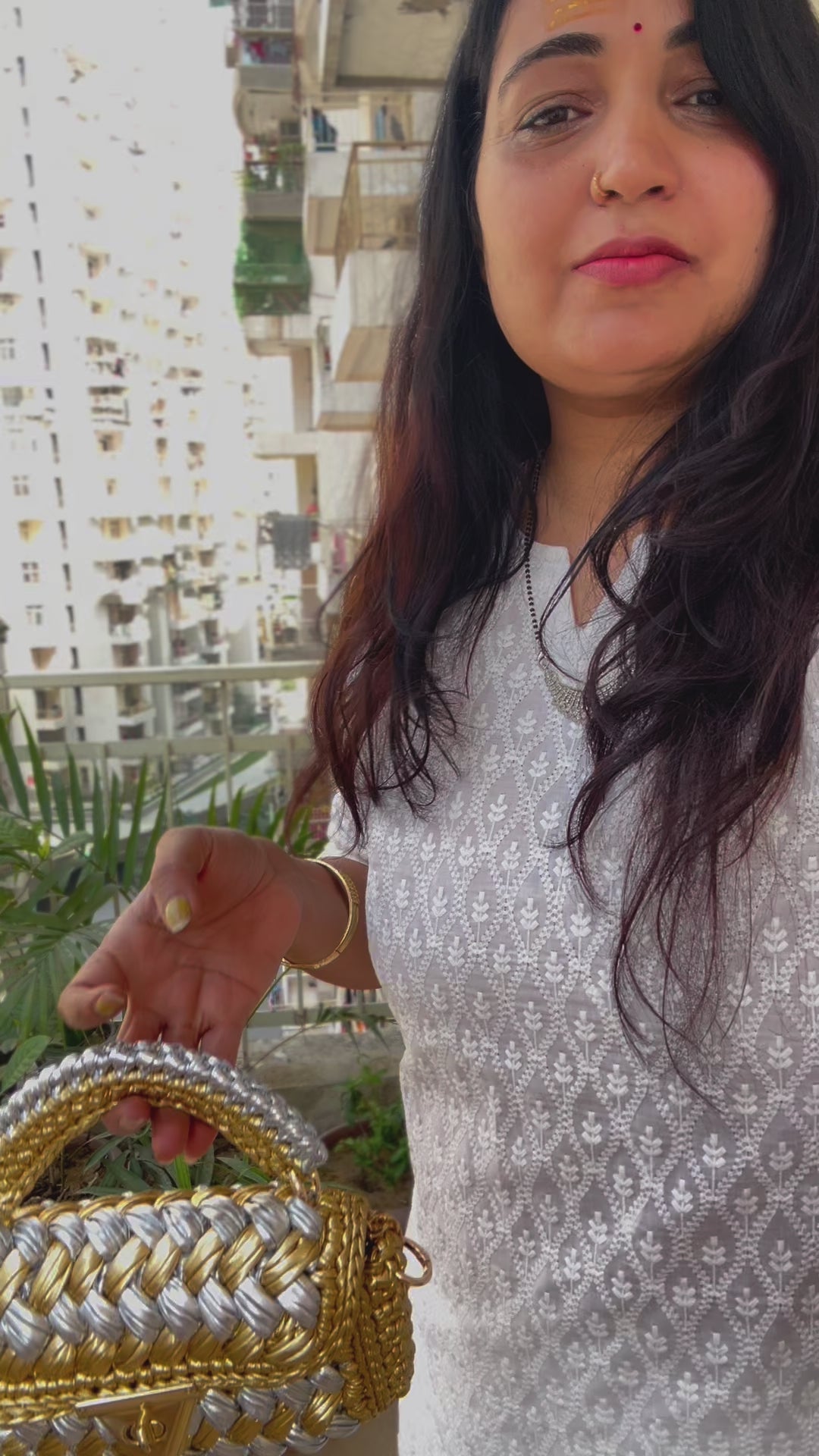 Gold & Silver Luxe Handwoven Crochet Bag