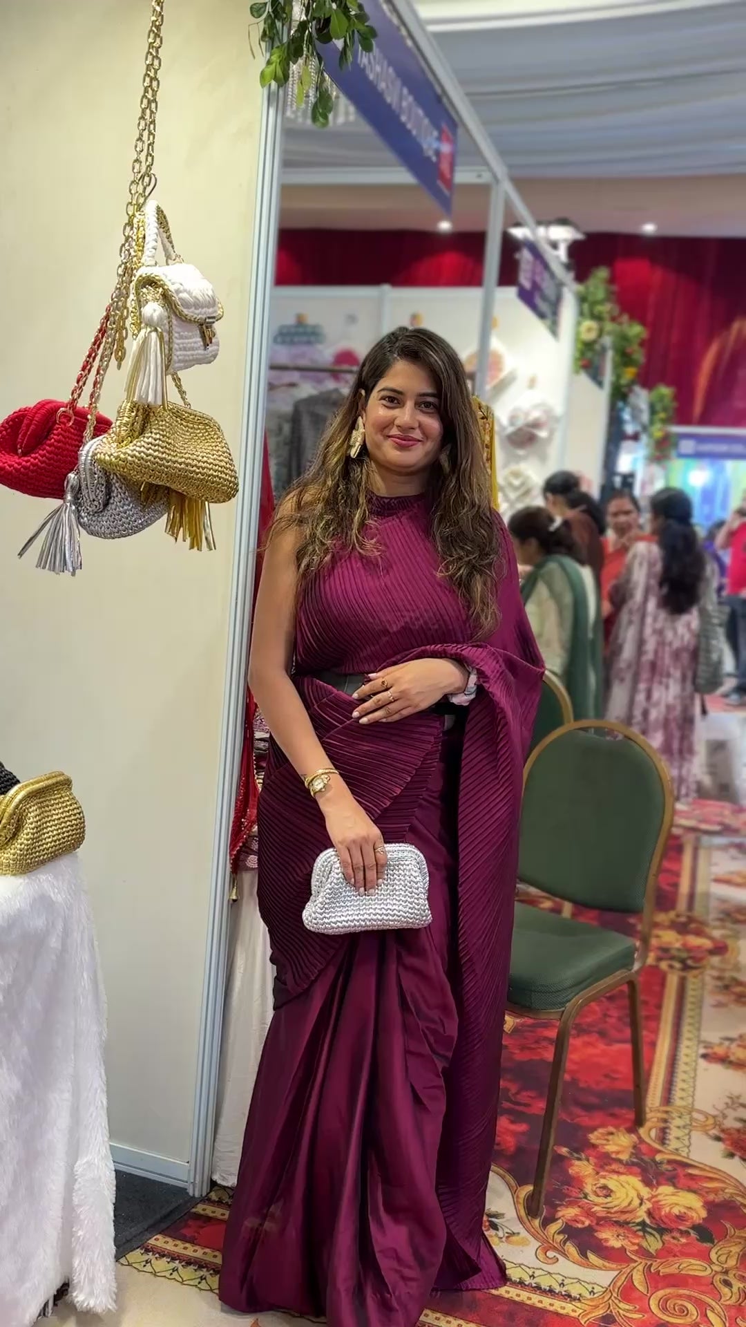 Silver Metallic Crochet Clutch