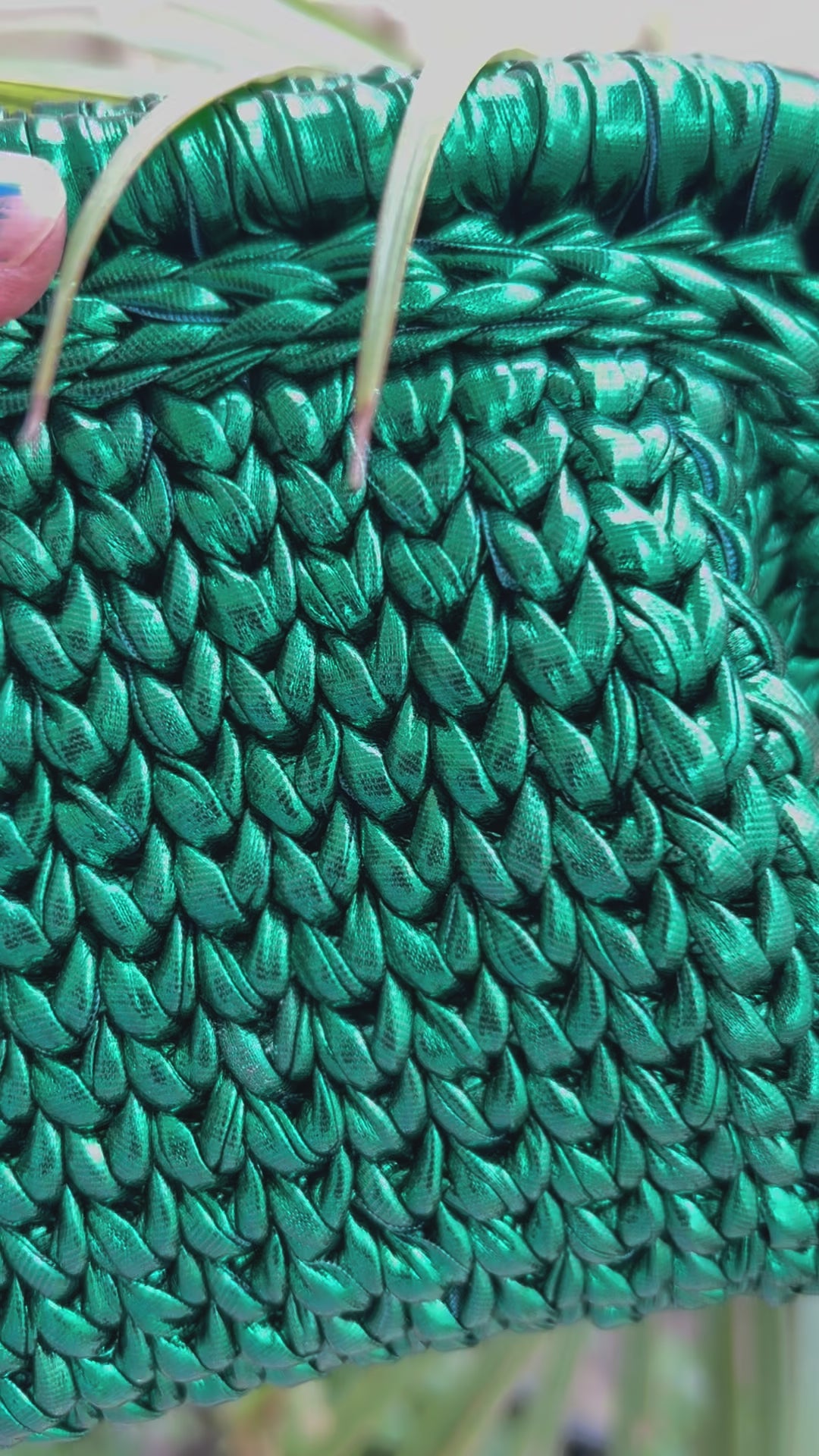 Metallic Green Luxe Crochet Clutch